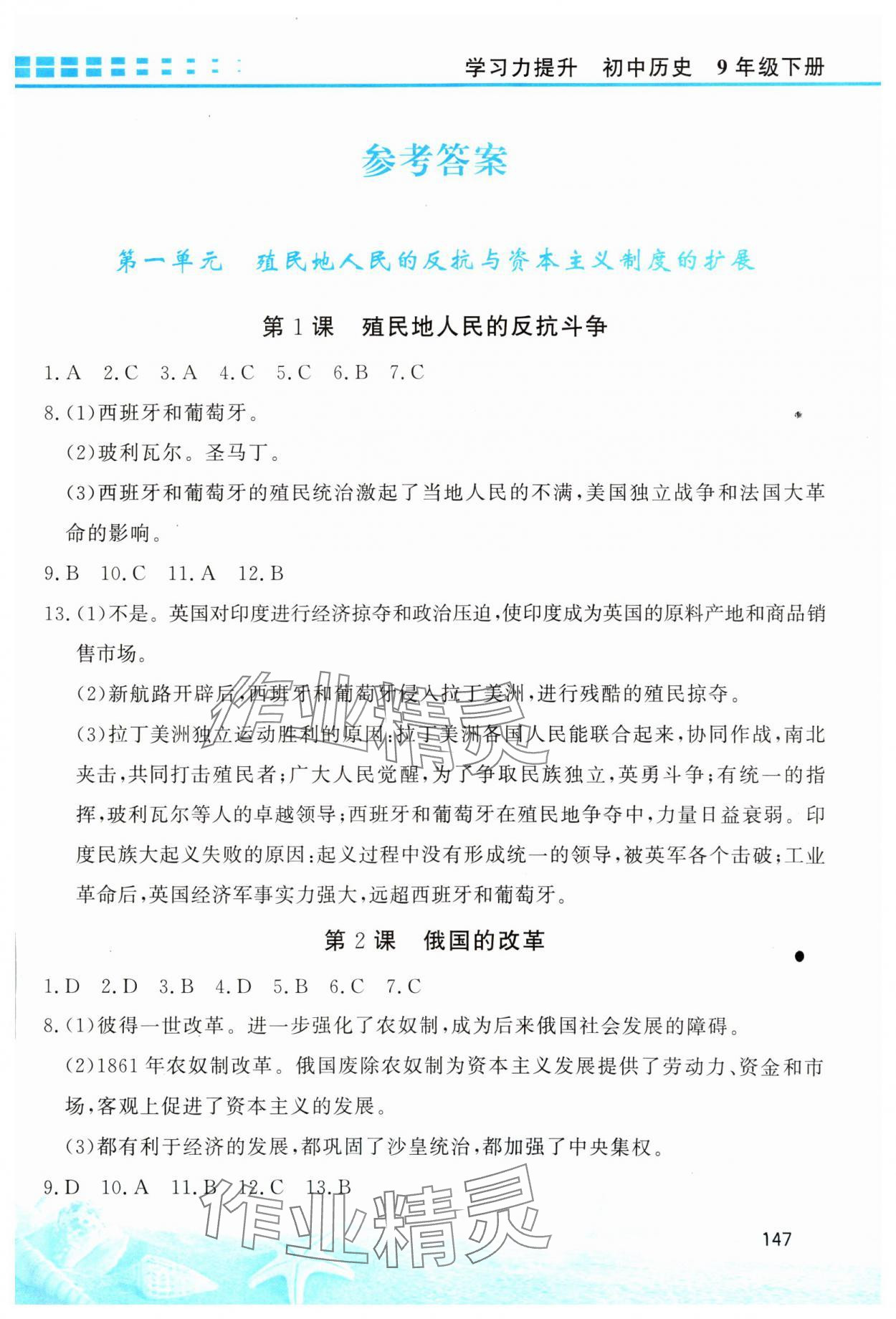 2025年學(xué)習(xí)力提升九年級(jí)歷史下冊(cè)人教版 第1頁