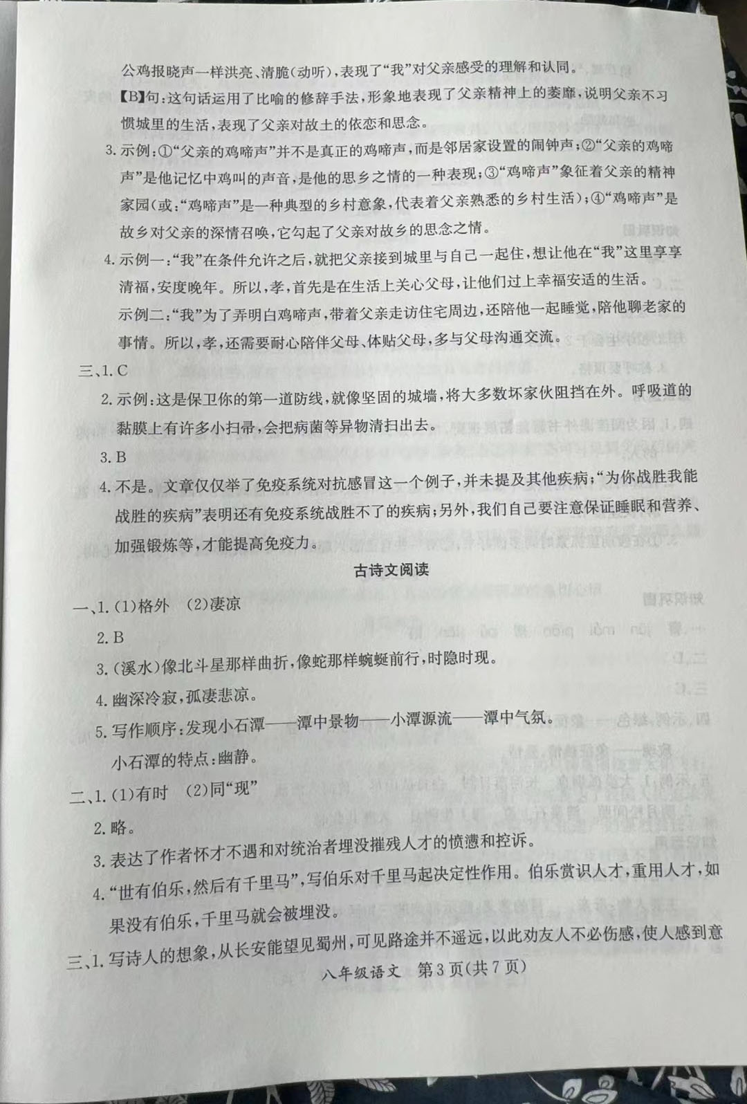 2024年暑假作业延边教育出版社八年级合订本A版河南专版 参考答案第3页