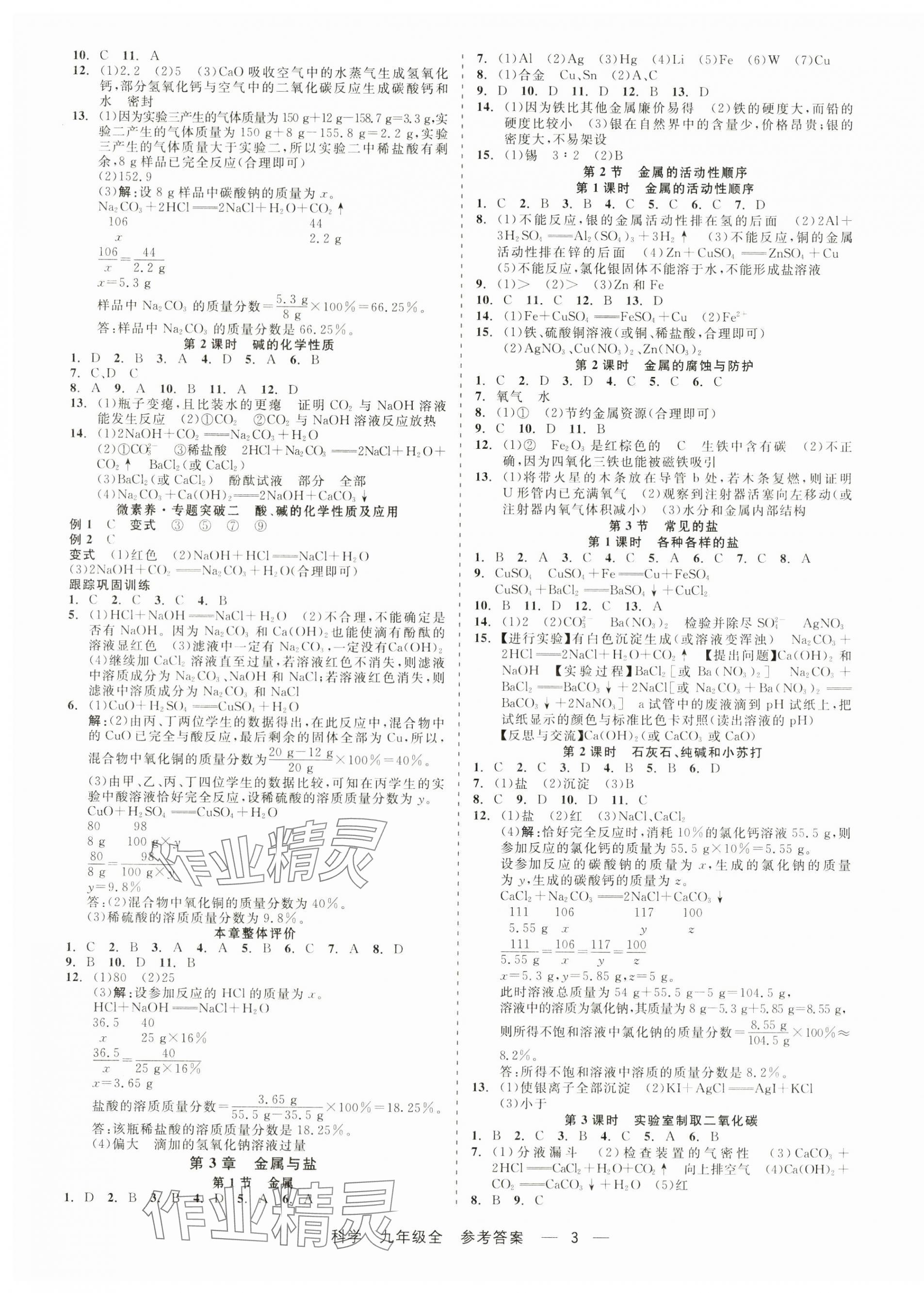 2024年精彩練習(xí)就練這一本九年級(jí)科學(xué)全一冊(cè)華師大版 第3頁(yè)