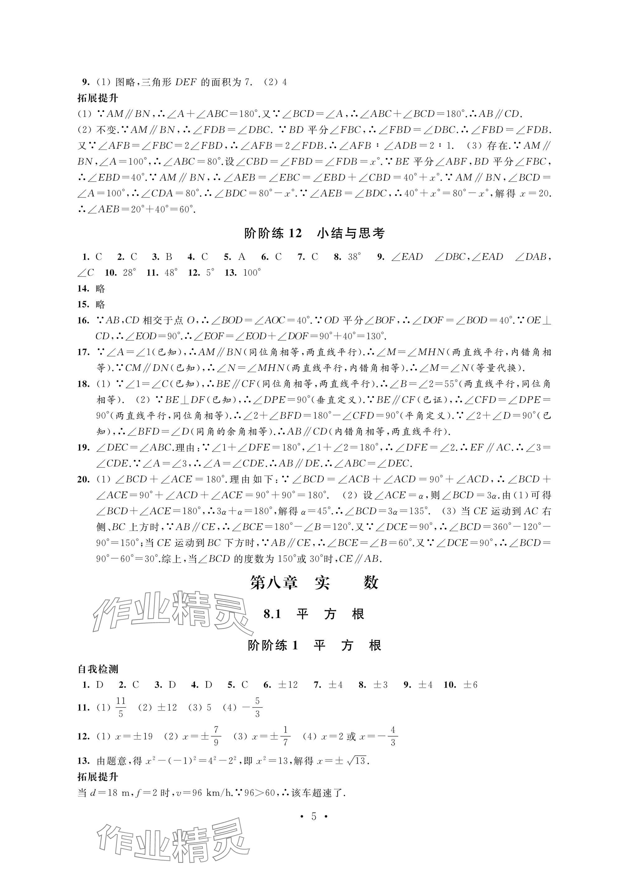 2025年自我提升與評(píng)價(jià)七年級(jí)數(shù)學(xué)下冊(cè)人教版 參考答案第5頁(yè)