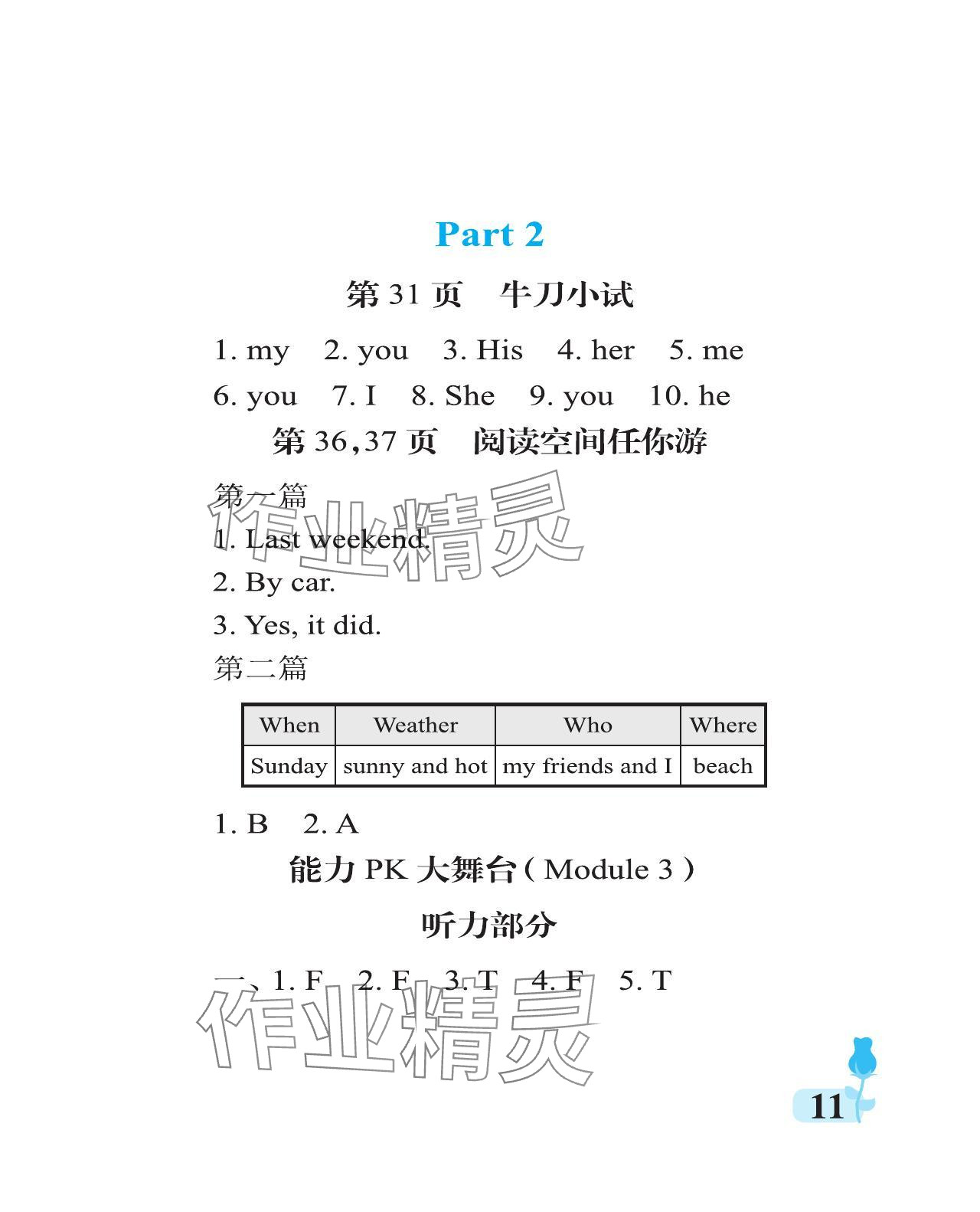 2023年行知天下五年級英語上冊外研版 參考答案第11頁