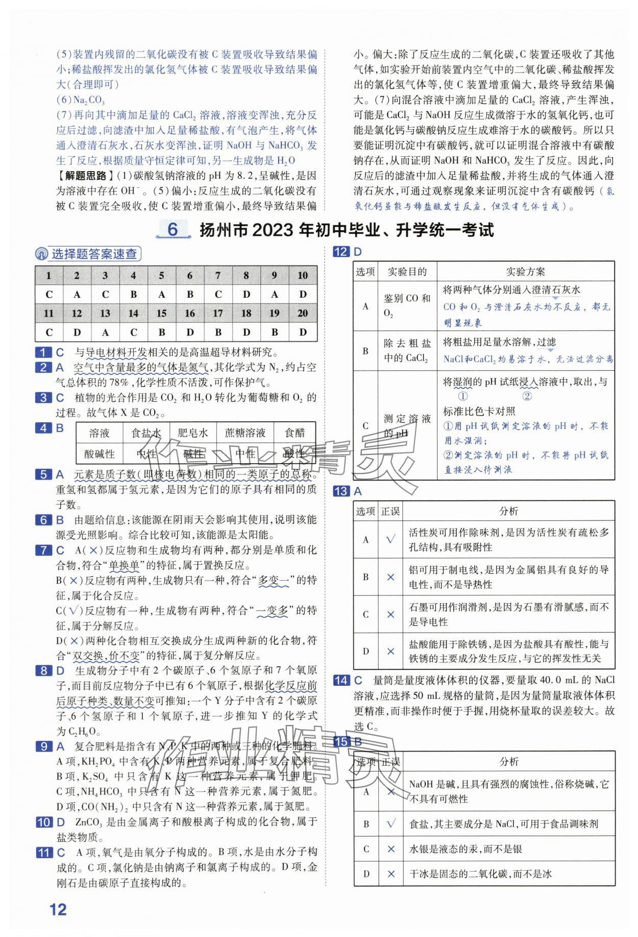 2024年金考卷45套汇编中考化学江苏专版 第12页