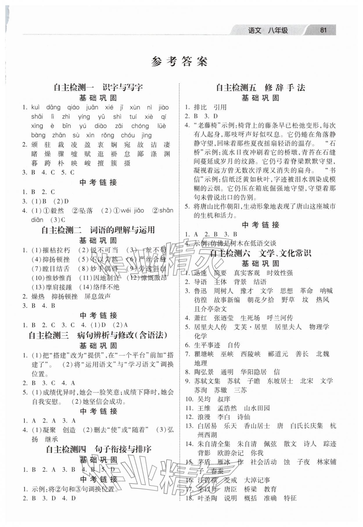 2026年寒假作业河北美术出版社八年级语文&nbsp;第1页