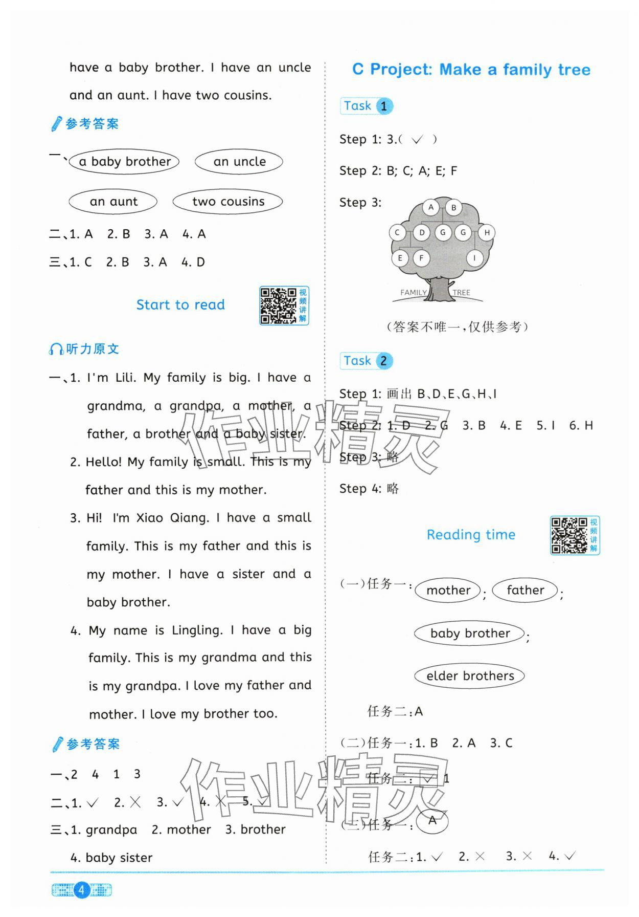 2024年陽光同學(xué)課時(shí)達(dá)標(biāo)訓(xùn)練三年級英語上冊人教PEP版浙江專版 參考答案第4頁