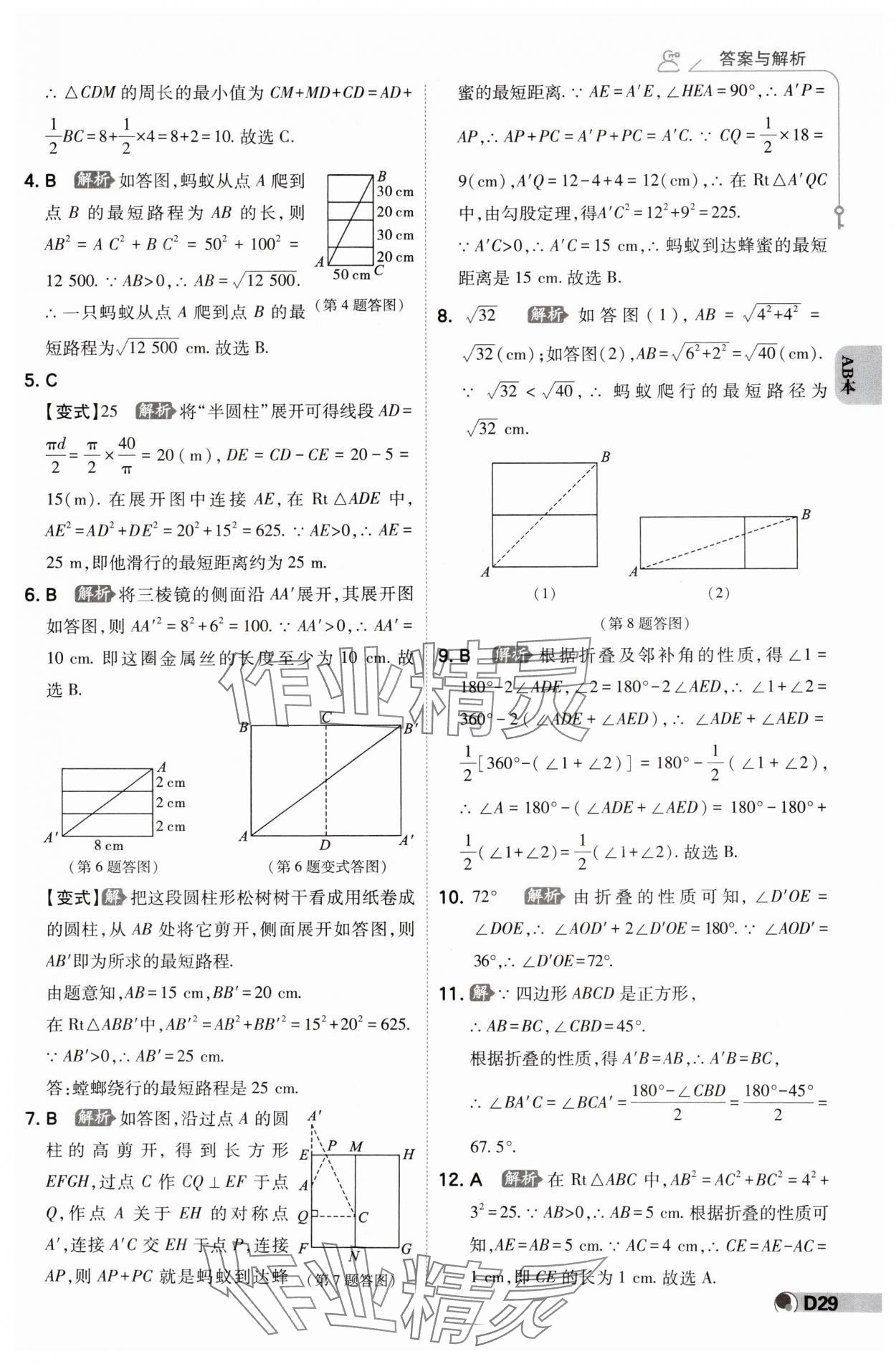 2024年少年班八年級(jí)數(shù)學(xué)上冊(cè)浙教版 參考答案第28頁