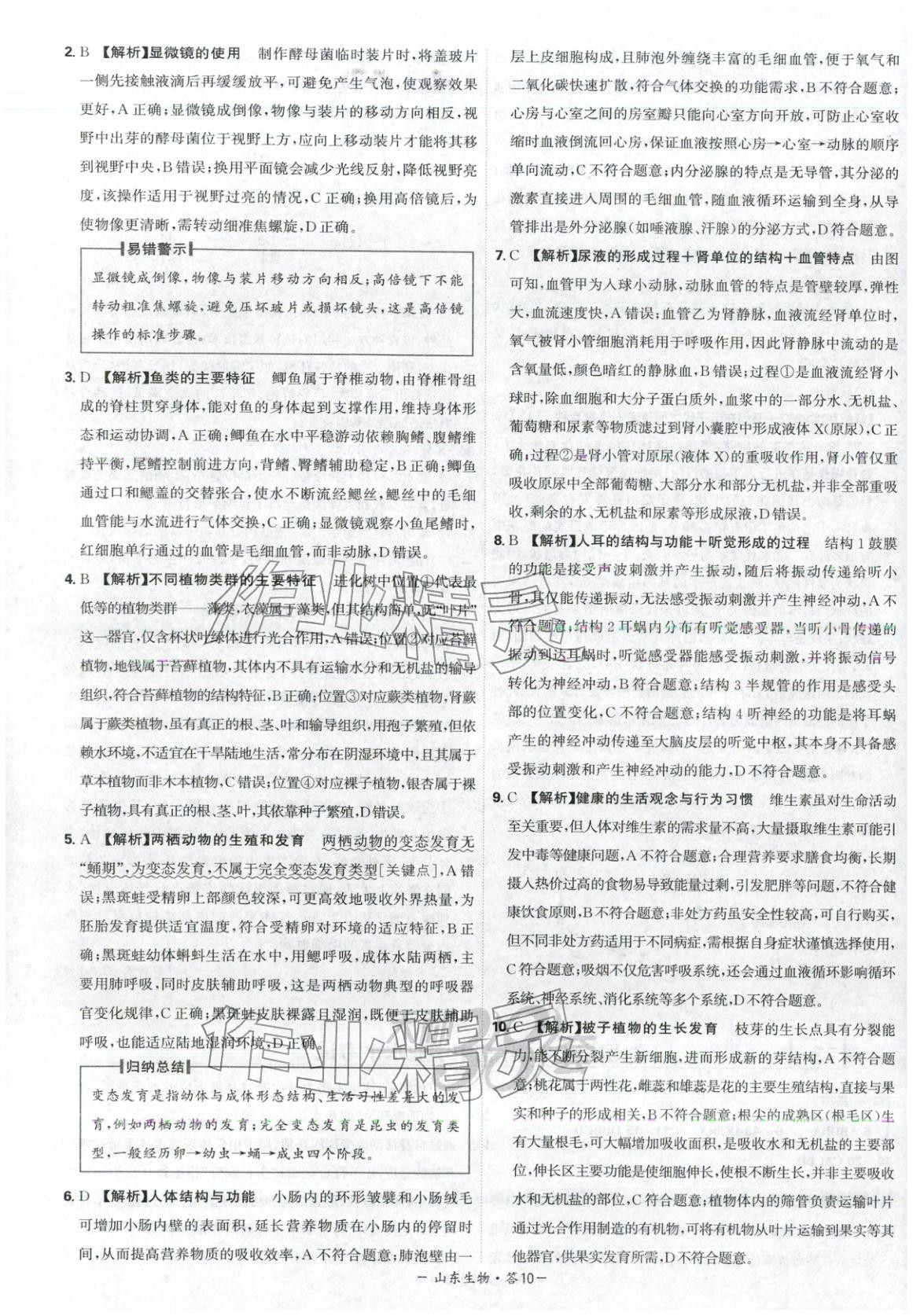 2026年天利38套中考试题精选八年级生物山东专版 第10页