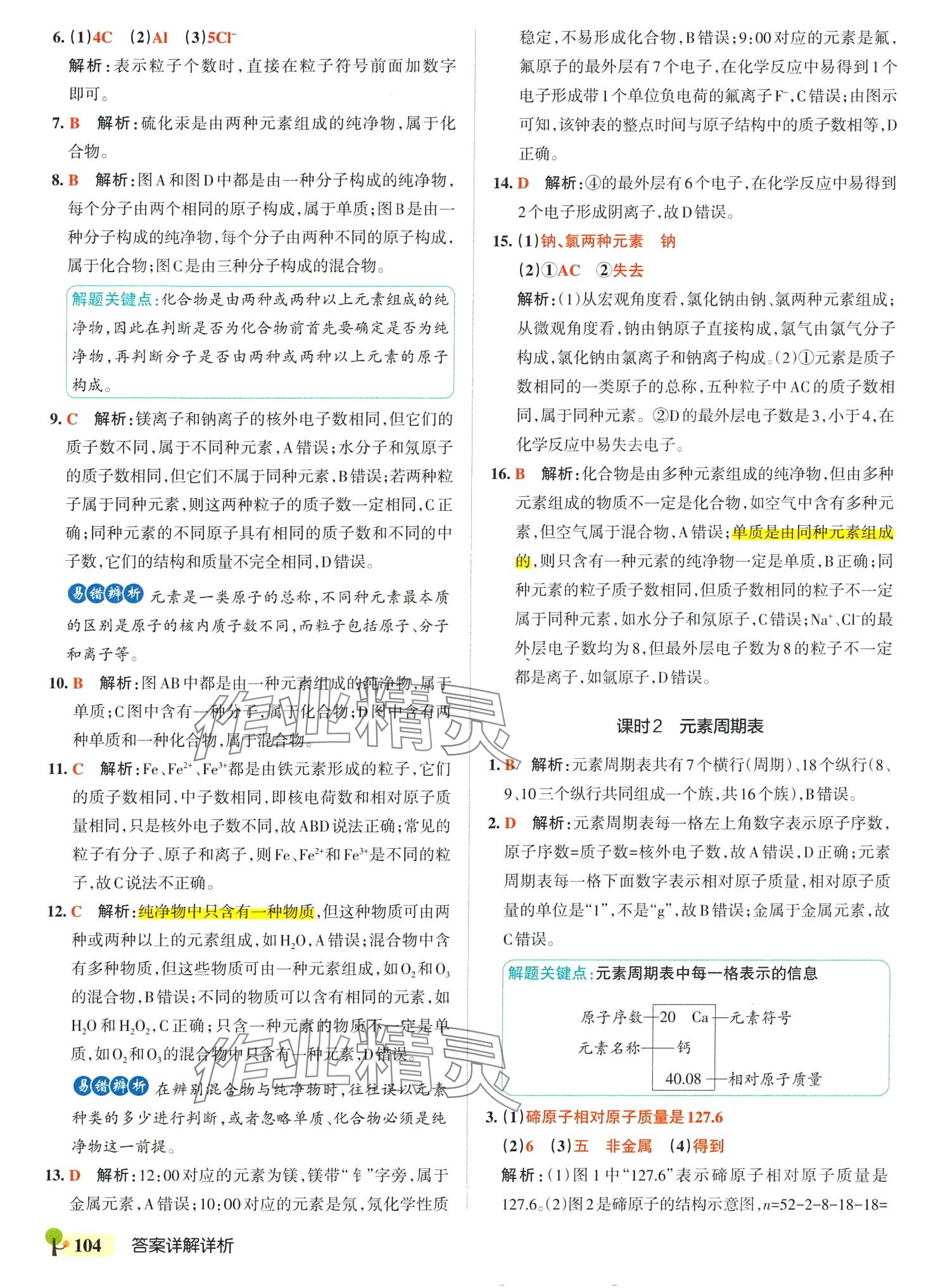 2024年本真圖書學霸作業本八年級化學全一冊魯教版五四制 參考答案第14頁