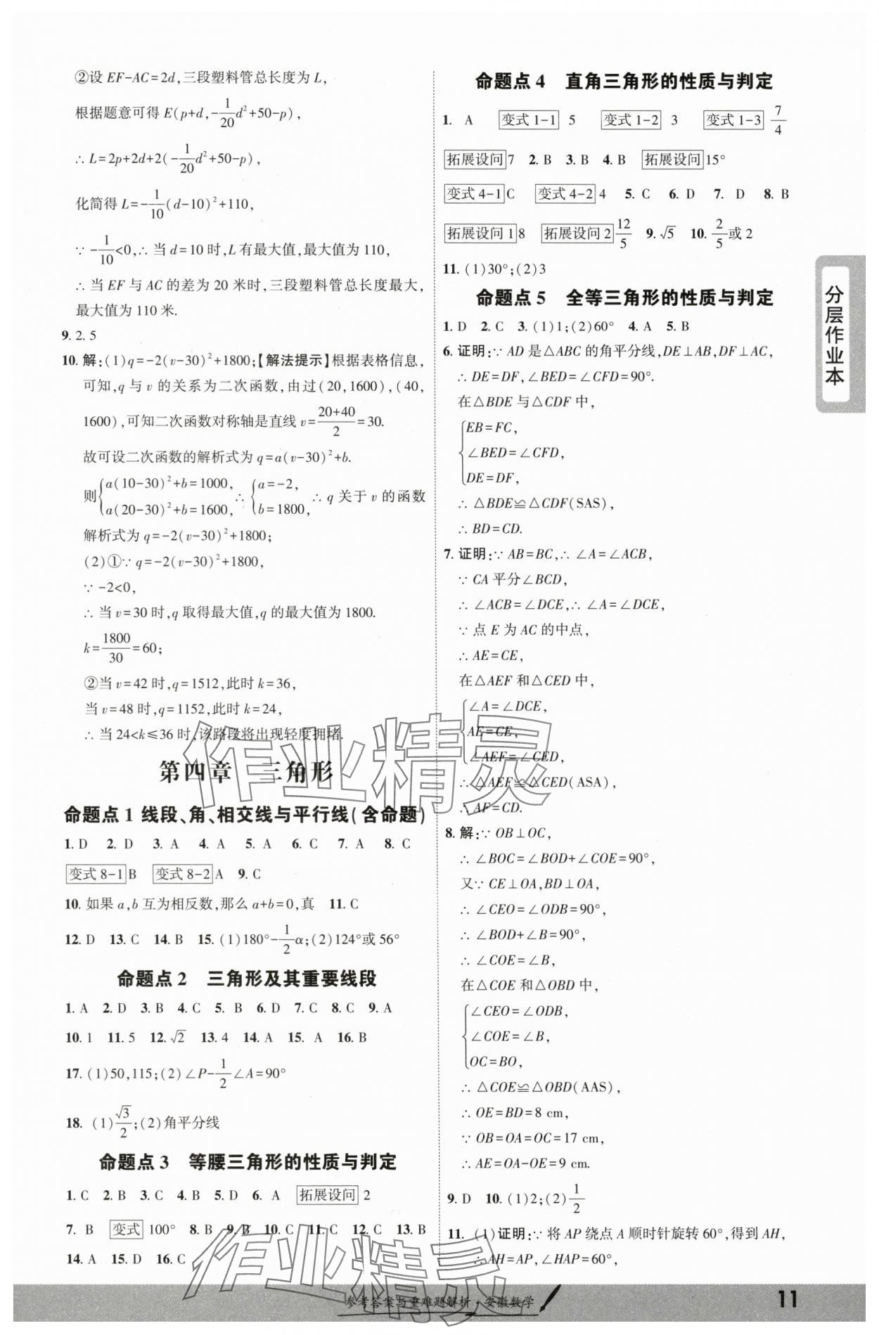 2025年一战成名新中考数学中考安徽专版&nbsp;参考答案第10页