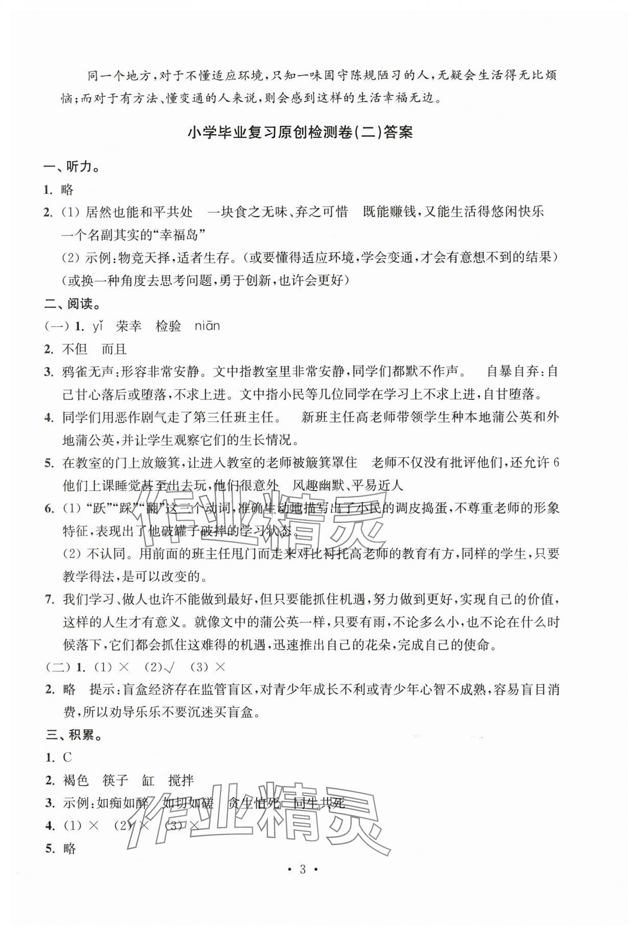 2025年小学升初中教材学法指导语文 参考答案第3页