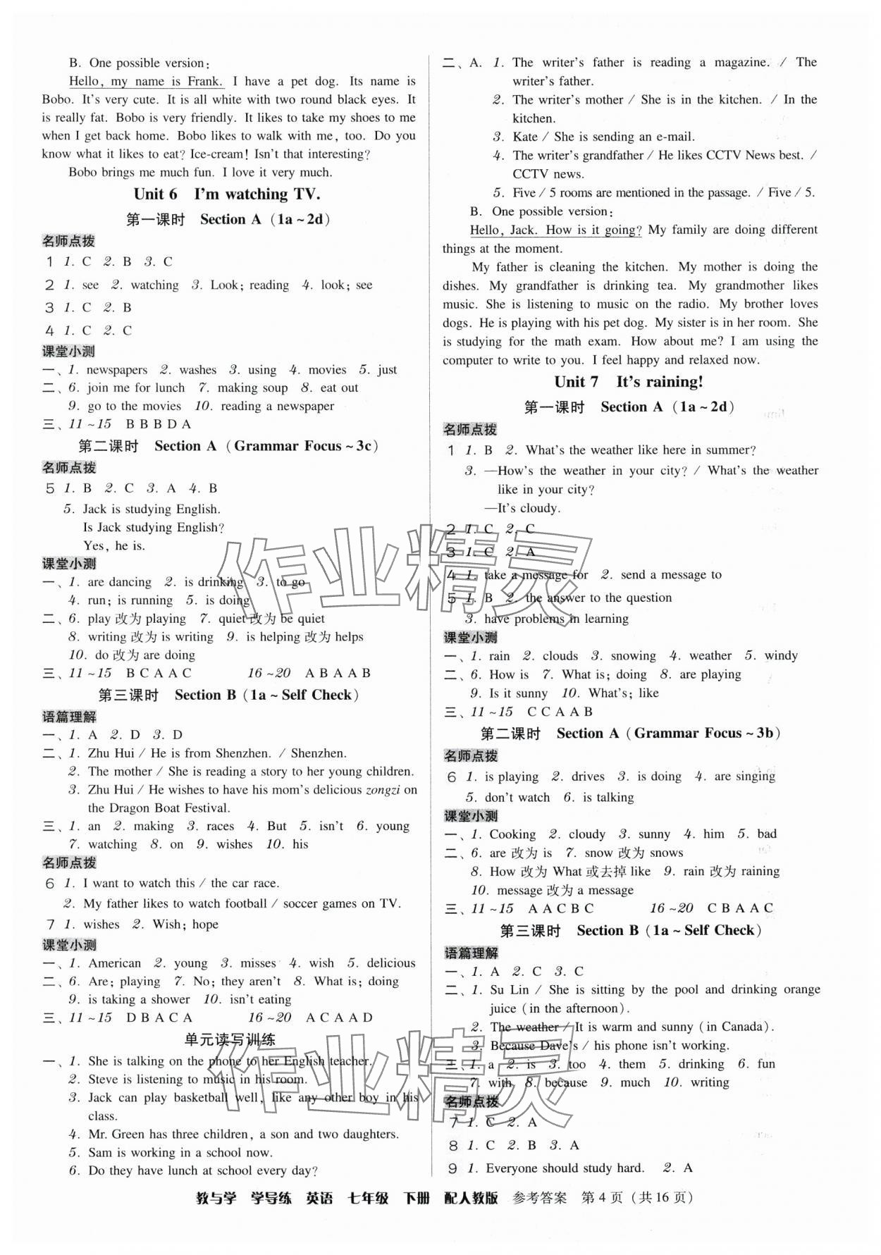 2024年教與學學導練七年級英語下冊人教版 第4頁