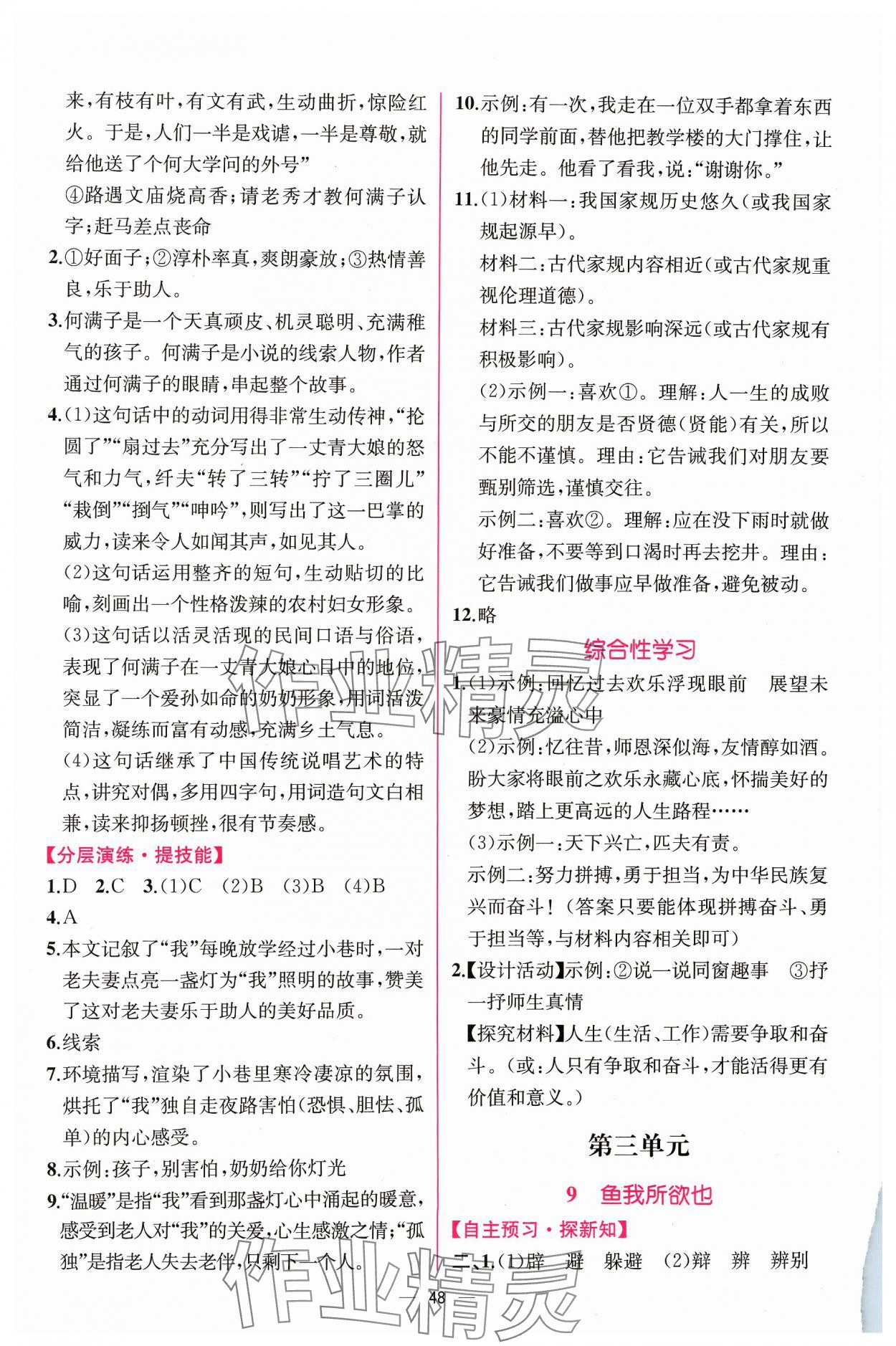 2024年同步导学案课时练九年级语文下册人教版 第8页