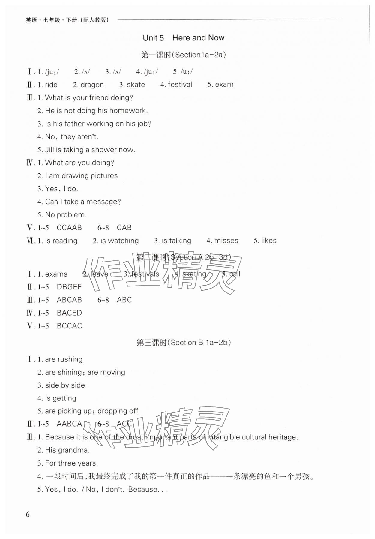 2025年新課程問(wèn)題解決導(dǎo)學(xué)方案七年級(jí)英語(yǔ)下冊(cè)人教版 參考答案第6頁(yè)