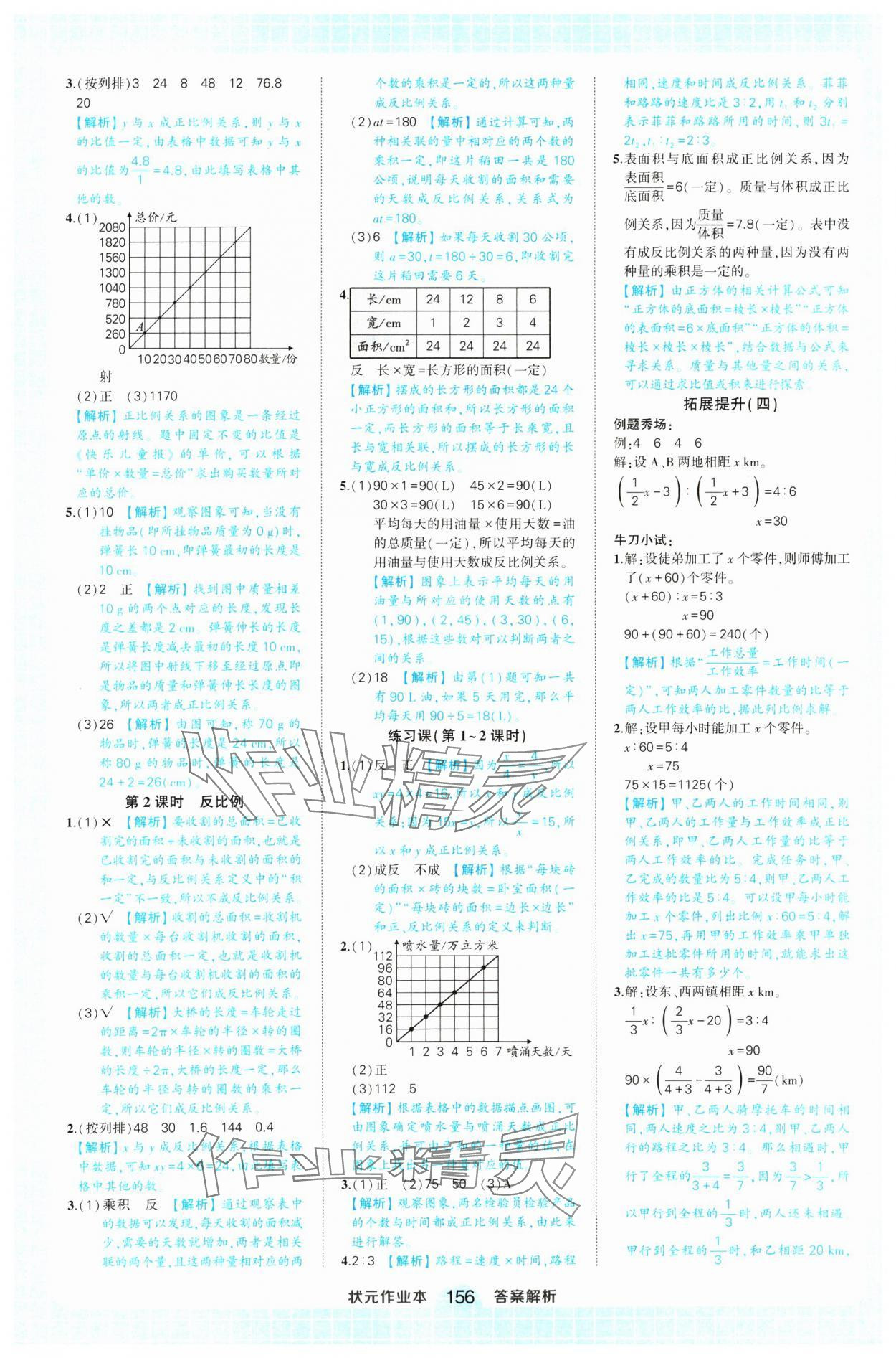 2025年黃岡狀元成才路狀元作業(yè)本六年級數(shù)學(xué)下冊人教版浙江專版 參考答案第10頁