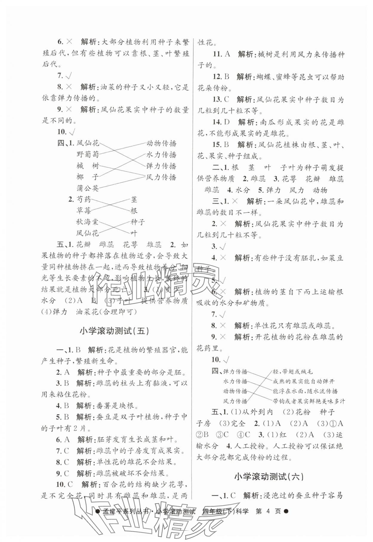 2025年孟建平小學(xué)滾動(dòng)測(cè)試四年級(jí)科學(xué)下冊(cè)教科版 第4頁
