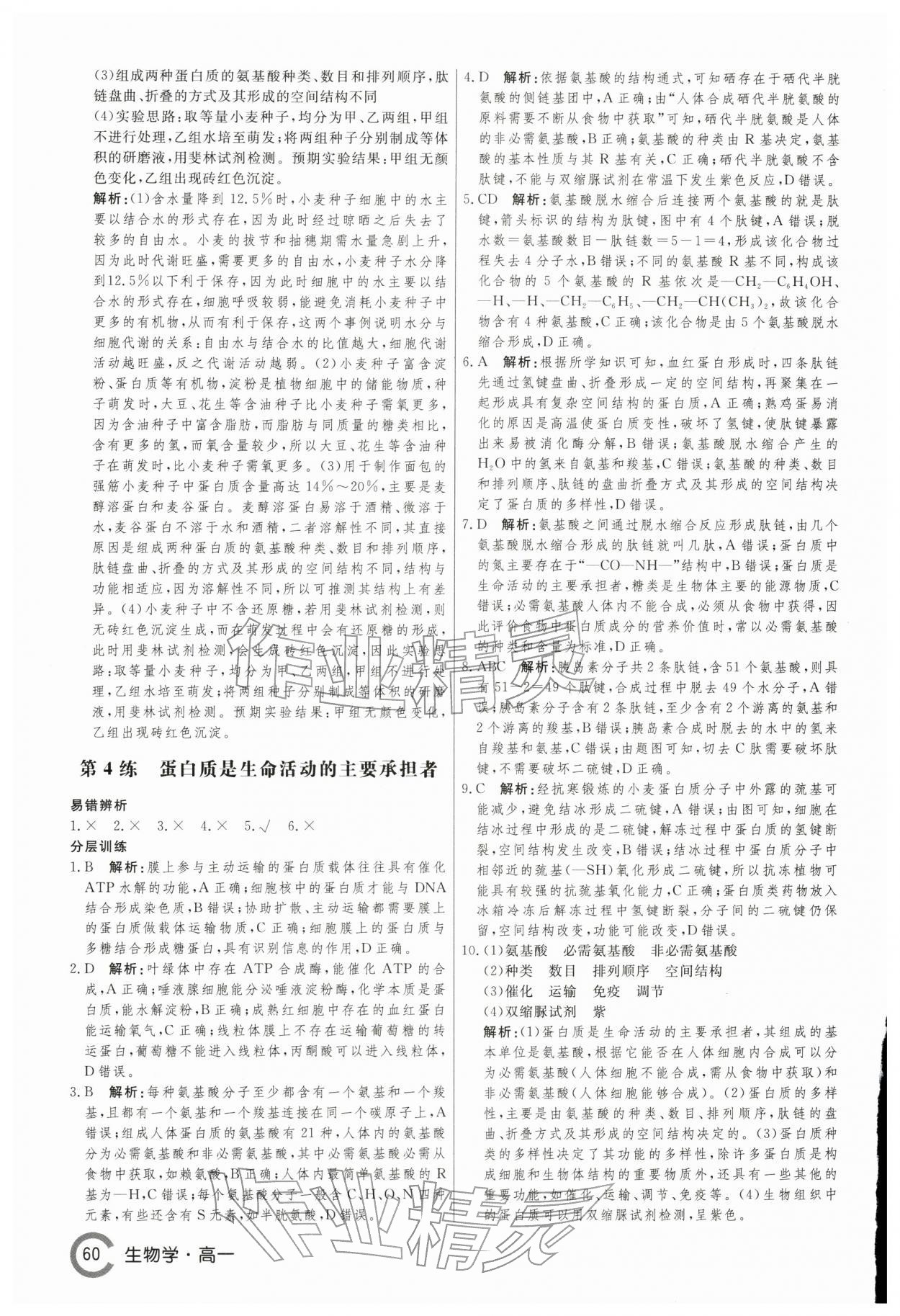 2026年名师点对点假期巧刷题高一生物&nbsp;第4页