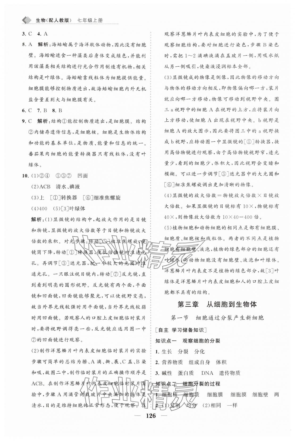 2025年新课程同步练习册七年级生物上册人教版&nbsp;第6页