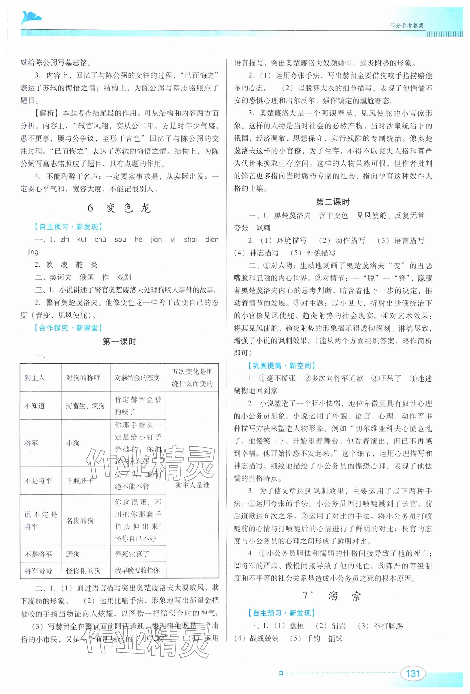 2025年南方新課堂金牌學(xué)案九年級(jí)語文下冊人教版 參考答案第6頁