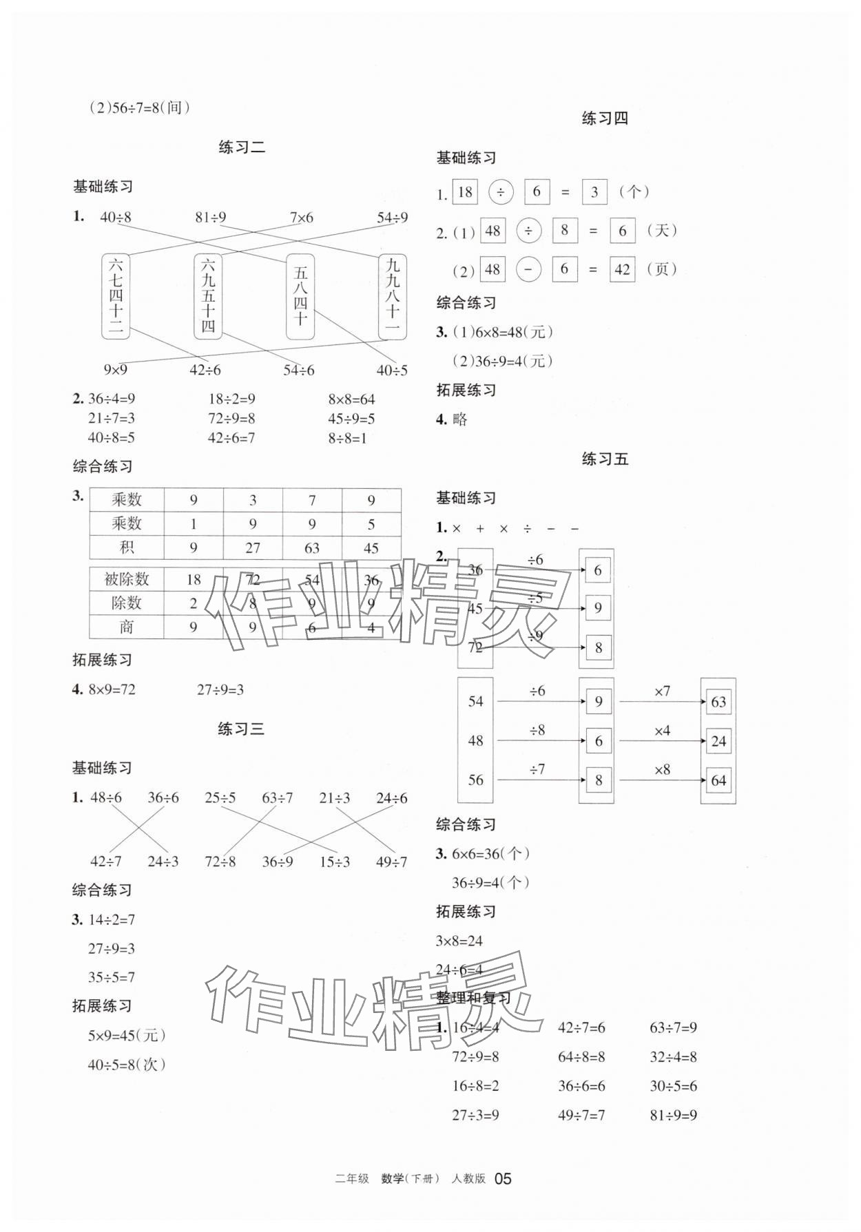 2025年學(xué)習(xí)之友二年級(jí)數(shù)學(xué)下冊(cè)人教版 參考答案第5頁