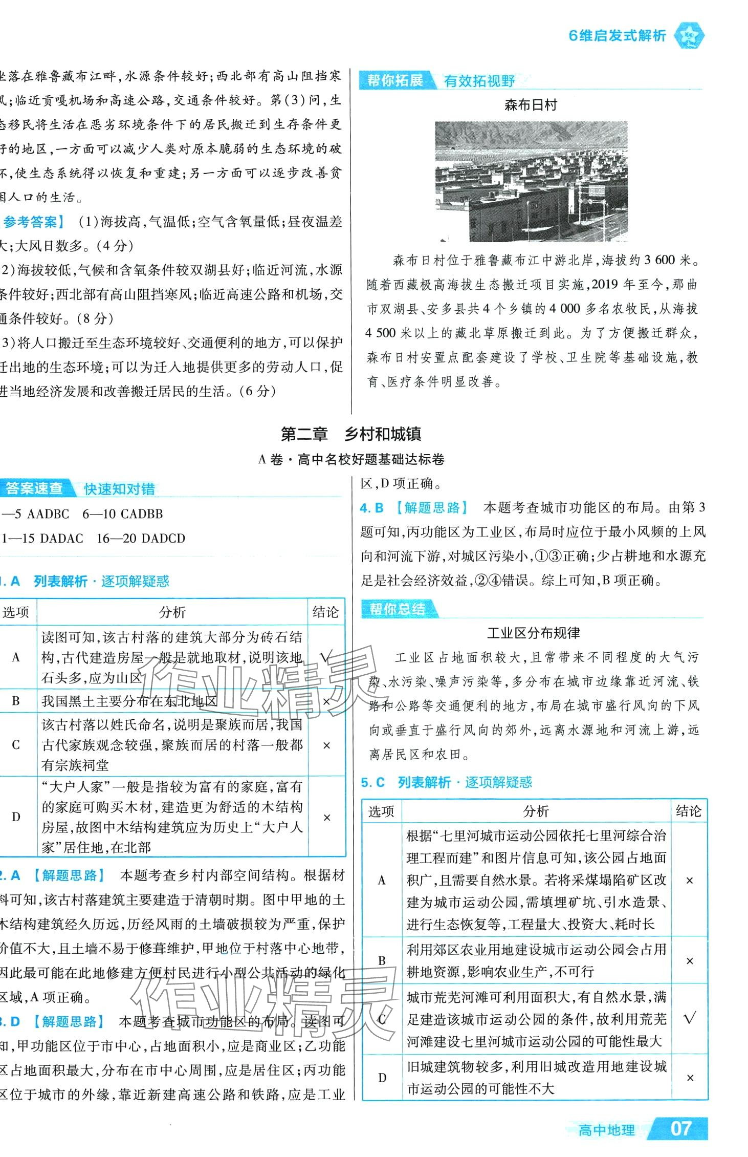 2024年金考卷活頁題選高中地理必修第二冊人教版 第7頁