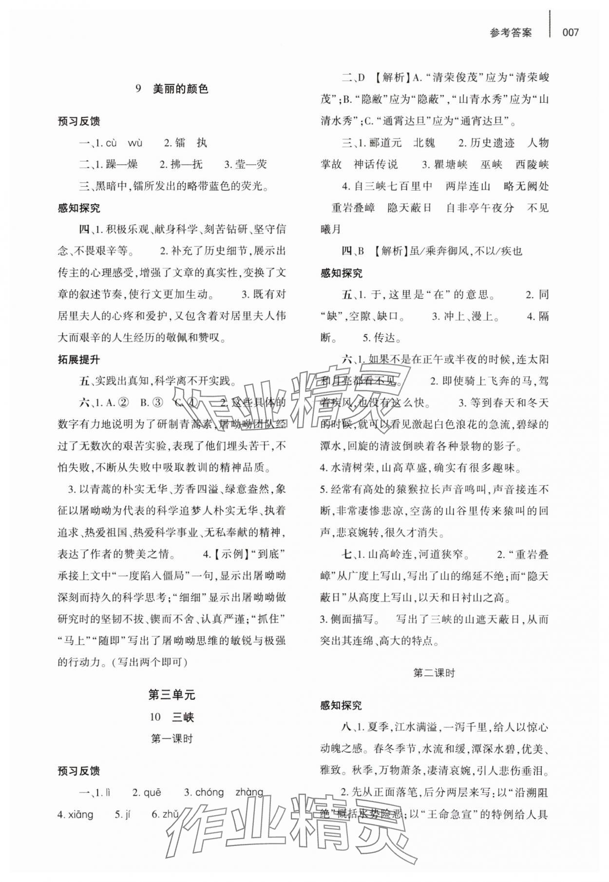 2023年基礎(chǔ)訓(xùn)練大象出版社八年級語文上冊人教版 參考答案第7頁