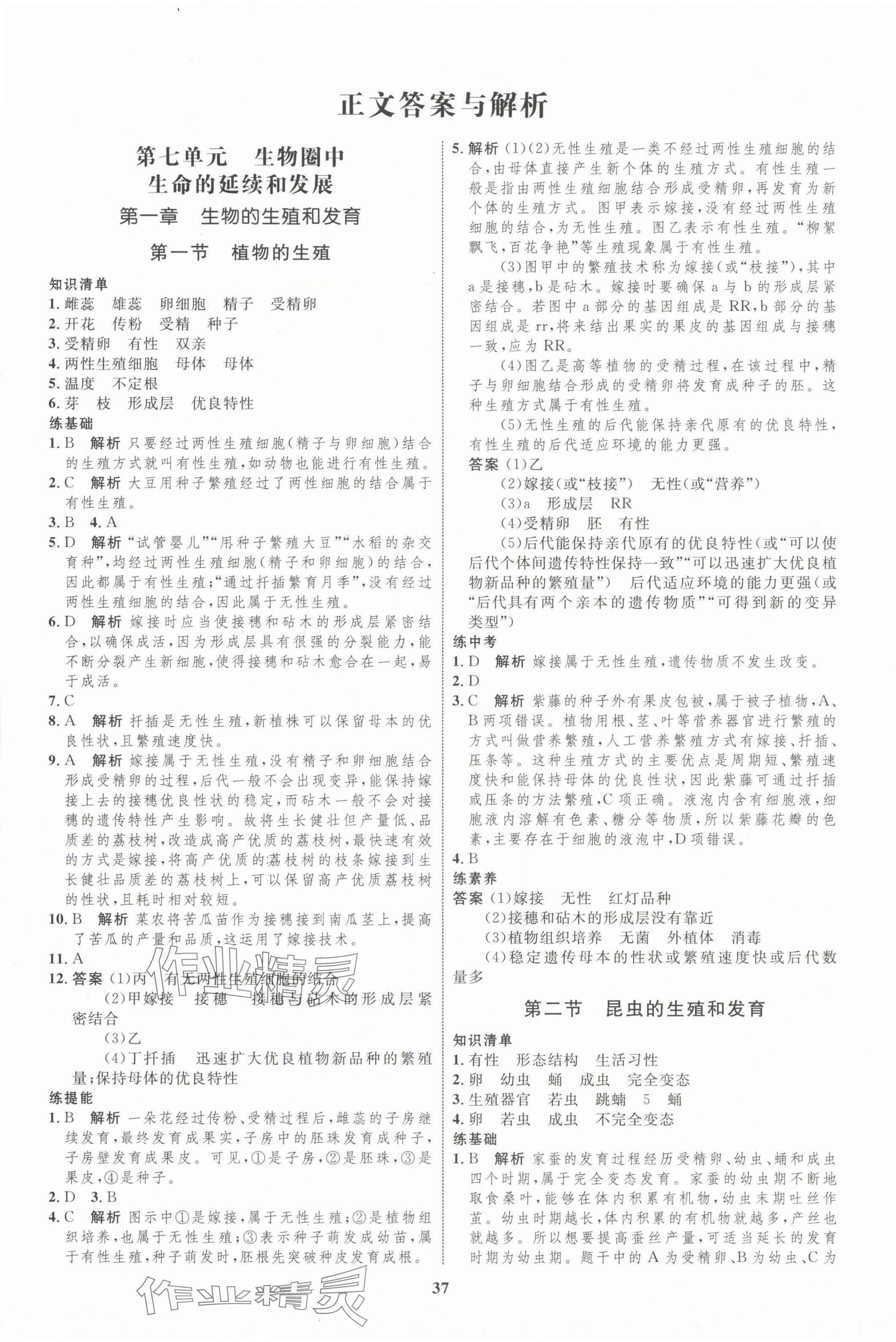 2024年同步学考优化设计八年级生物下册人教版 第1页