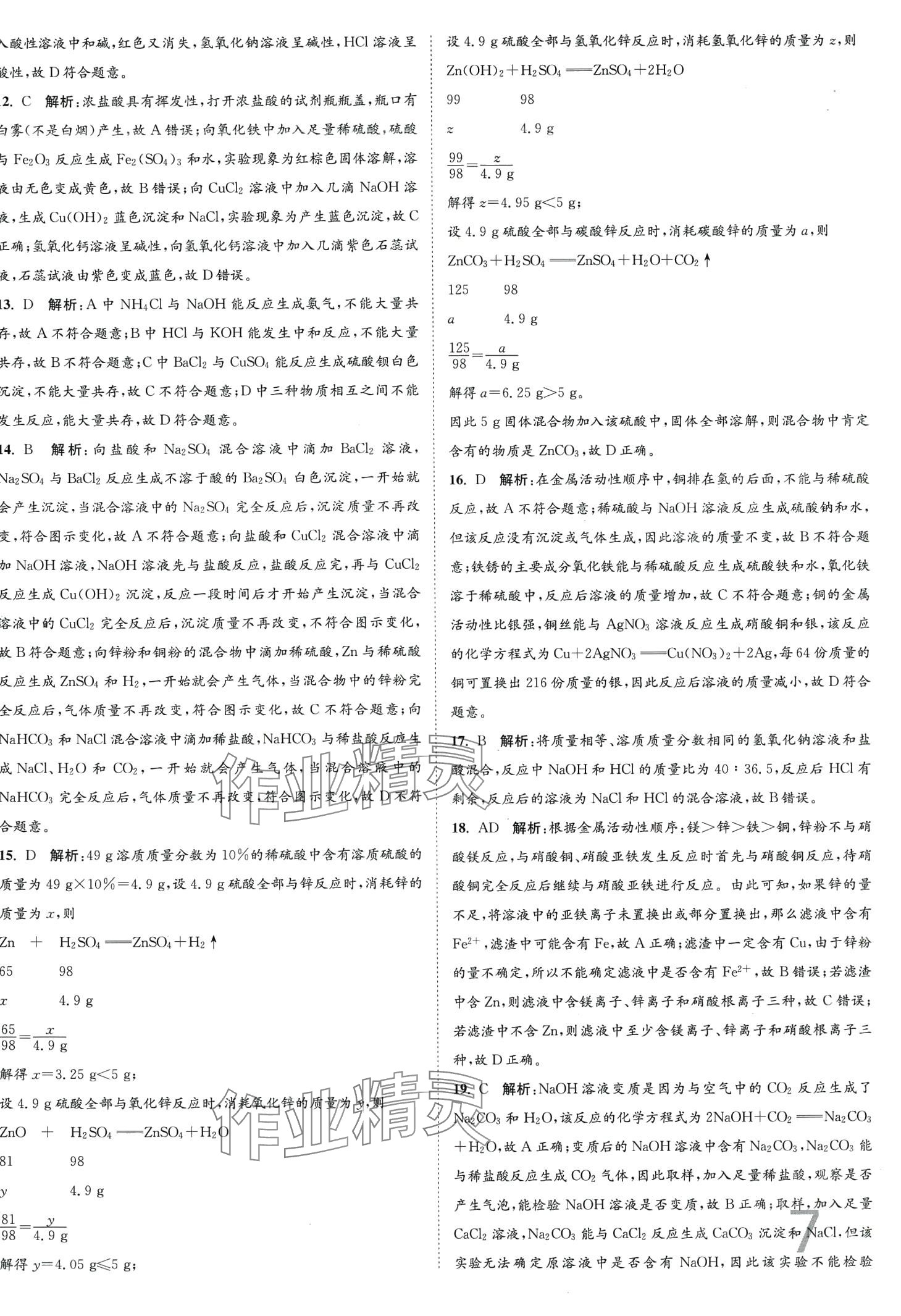 2024年江苏密卷九年级化学下册沪教版 第7页