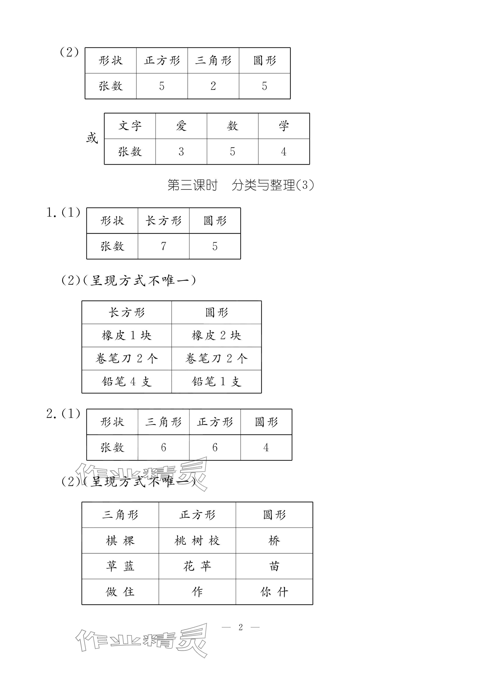 2025年作业本江西教育出版社二年级数学上册人教版 参考答案第2页