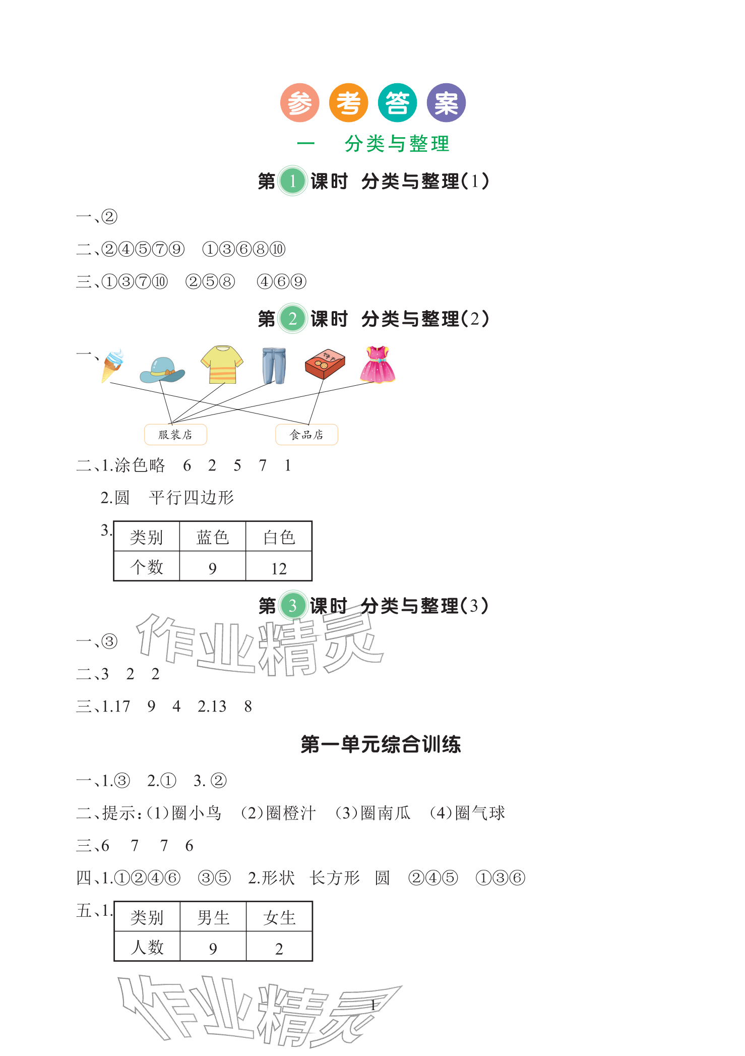 2025年全程培优天天练同步训练二年级数学上册人教版&nbsp;参考答案第1页