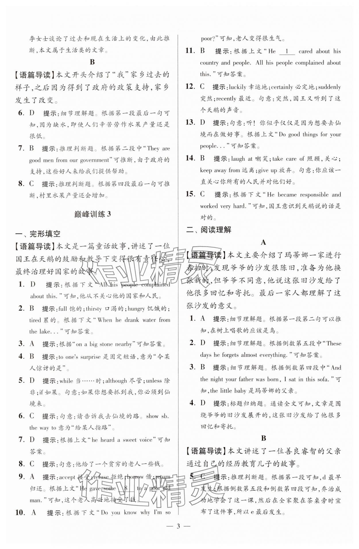 2024年小題狂做八年級(jí)英語(yǔ)下冊(cè)譯林版巔峰版 參考答案第3頁(yè)