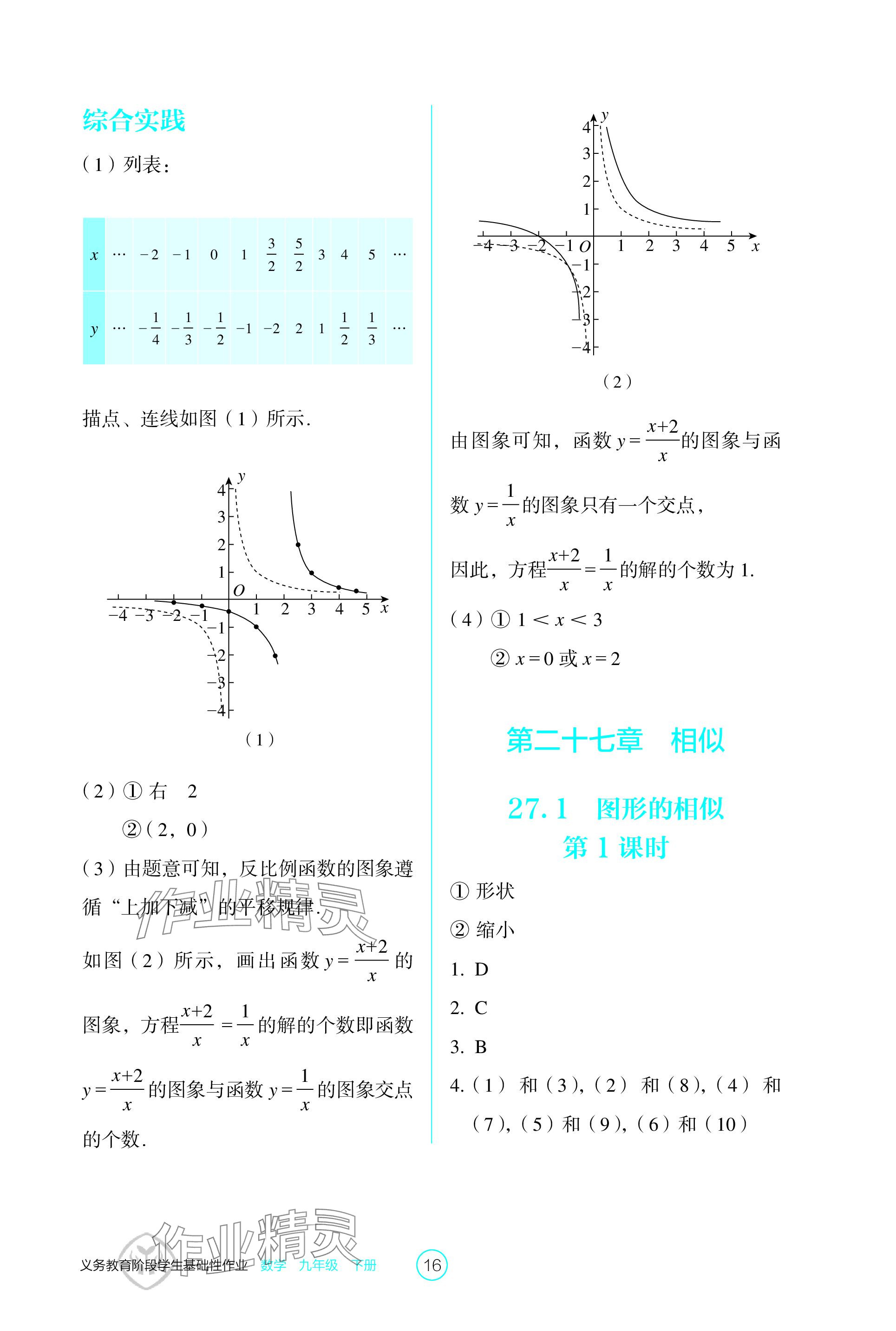 2024年學(xué)生基礎(chǔ)性作業(yè)九年級數(shù)學(xué)下冊人教版 參考答案第16頁