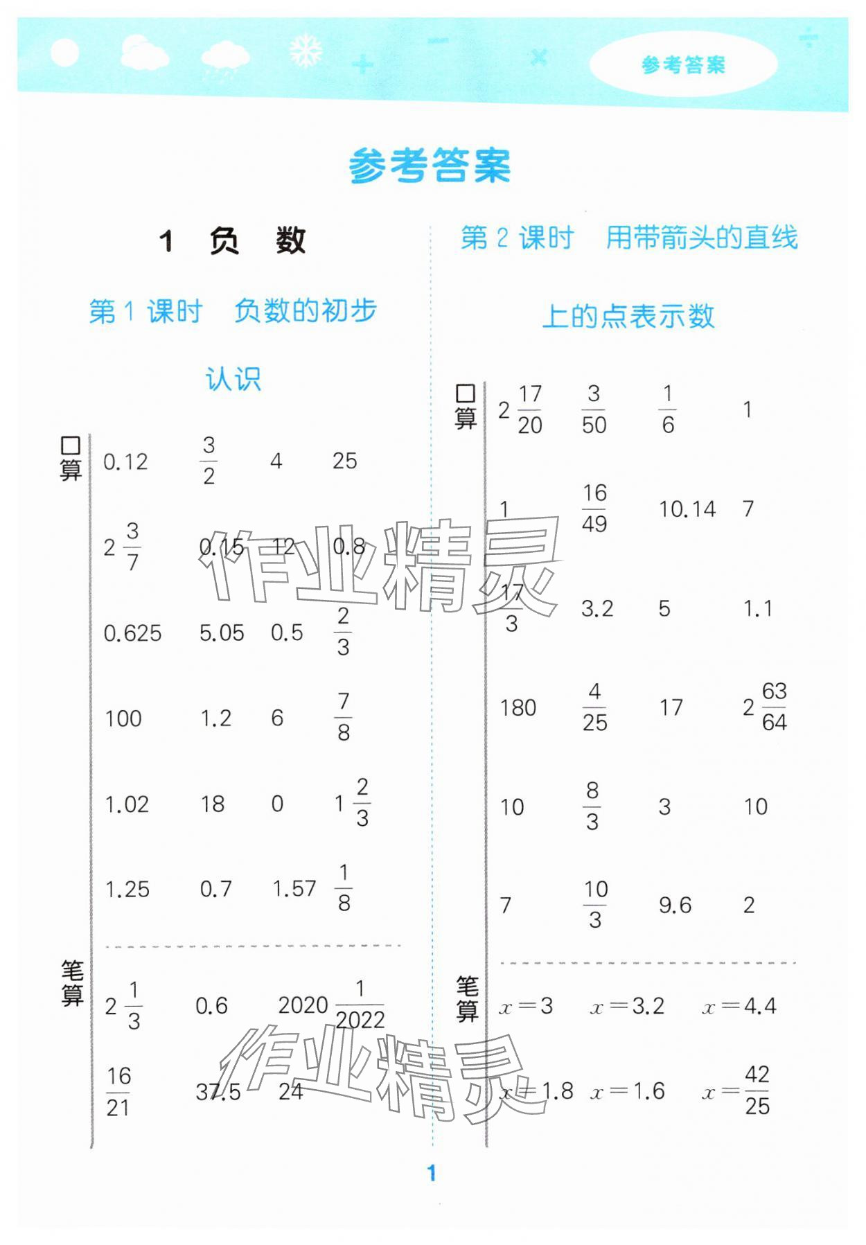 2025年口算大通關(guān)六年級(jí)數(shù)學(xué)下冊(cè)人教版 第1頁(yè)