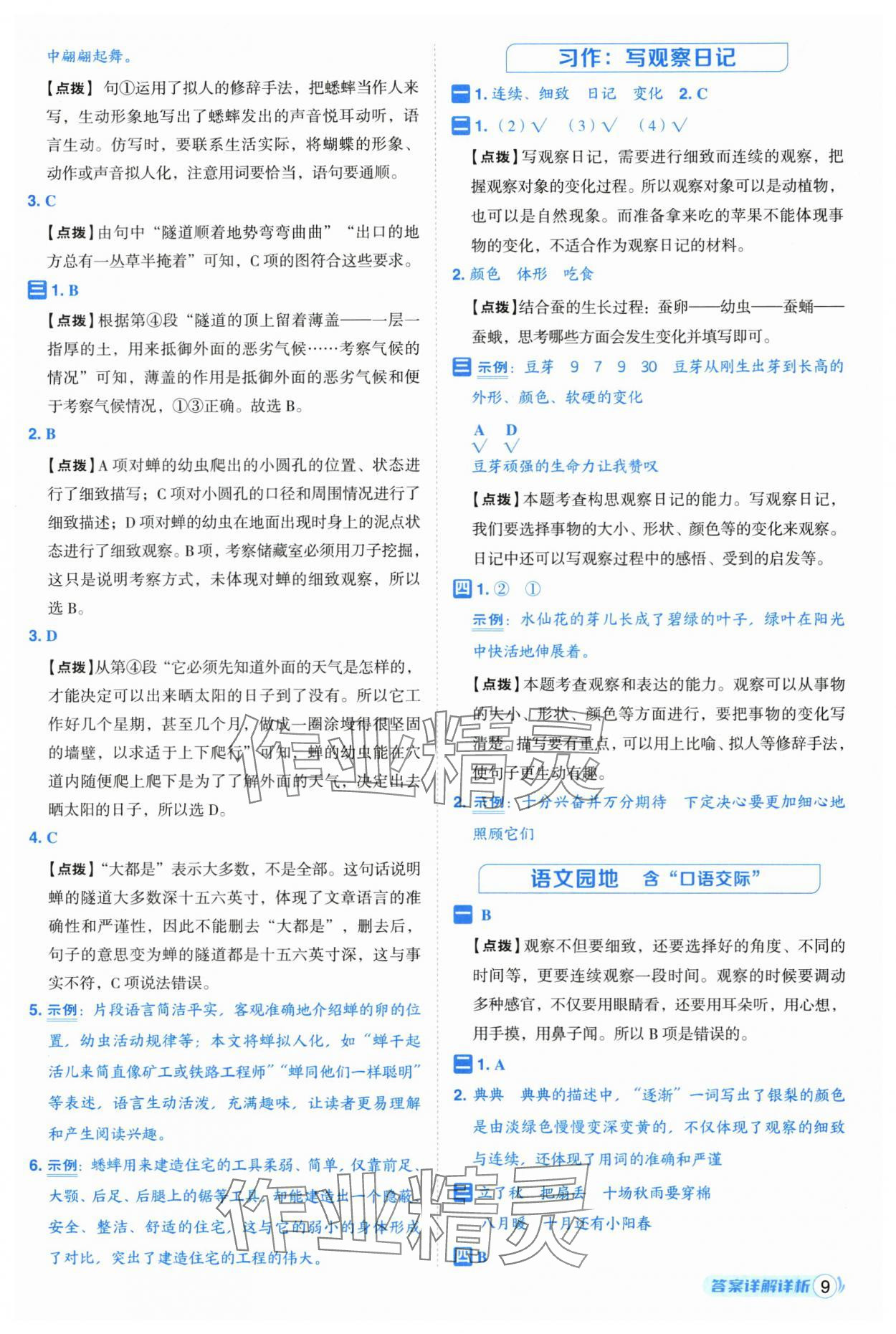 2025年综合应用创新题典中点四年级语文上册人教版福建专版 参考答案第9页