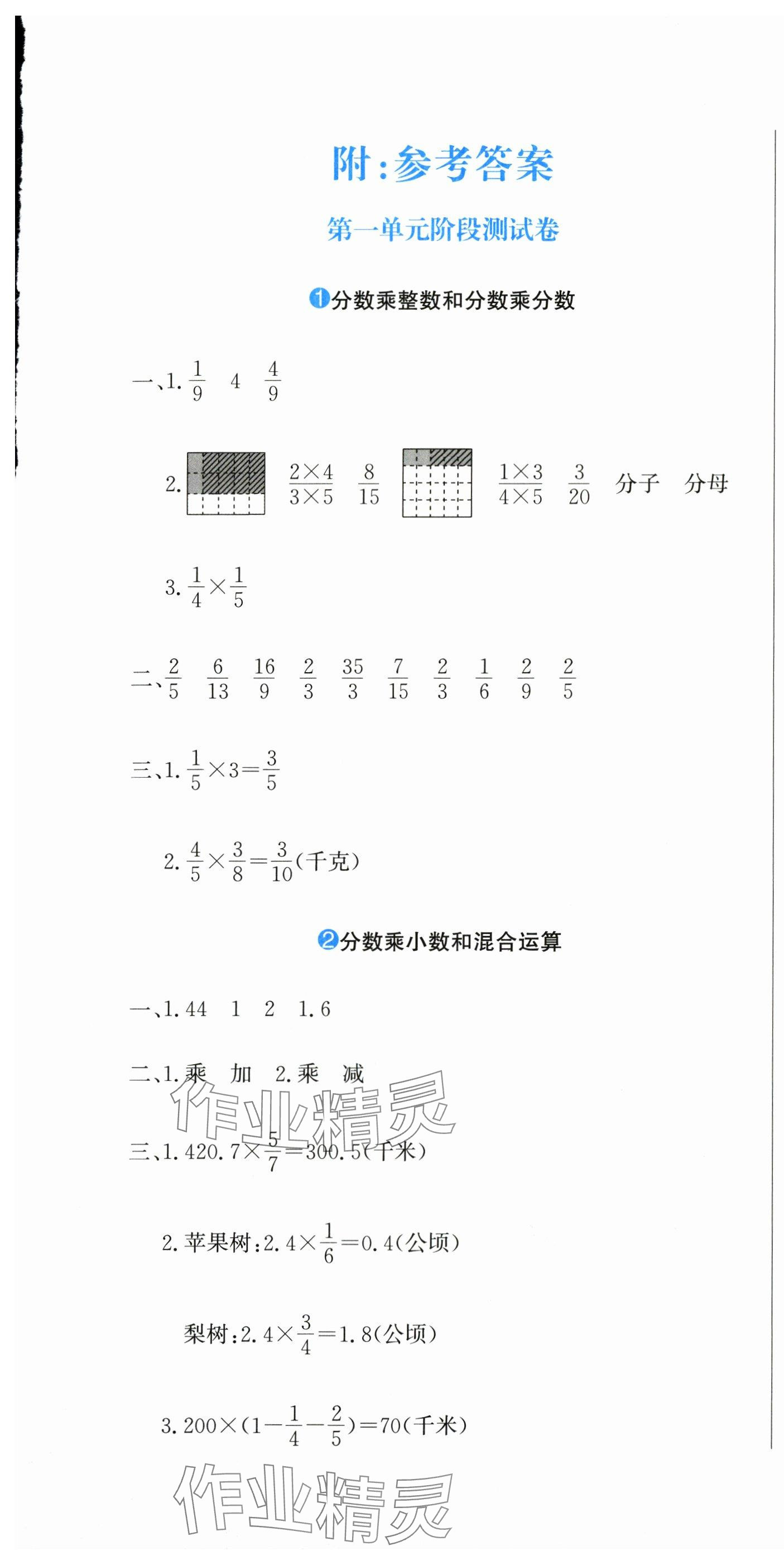 2025年提分教练六年级数学上册人教版 第1页
