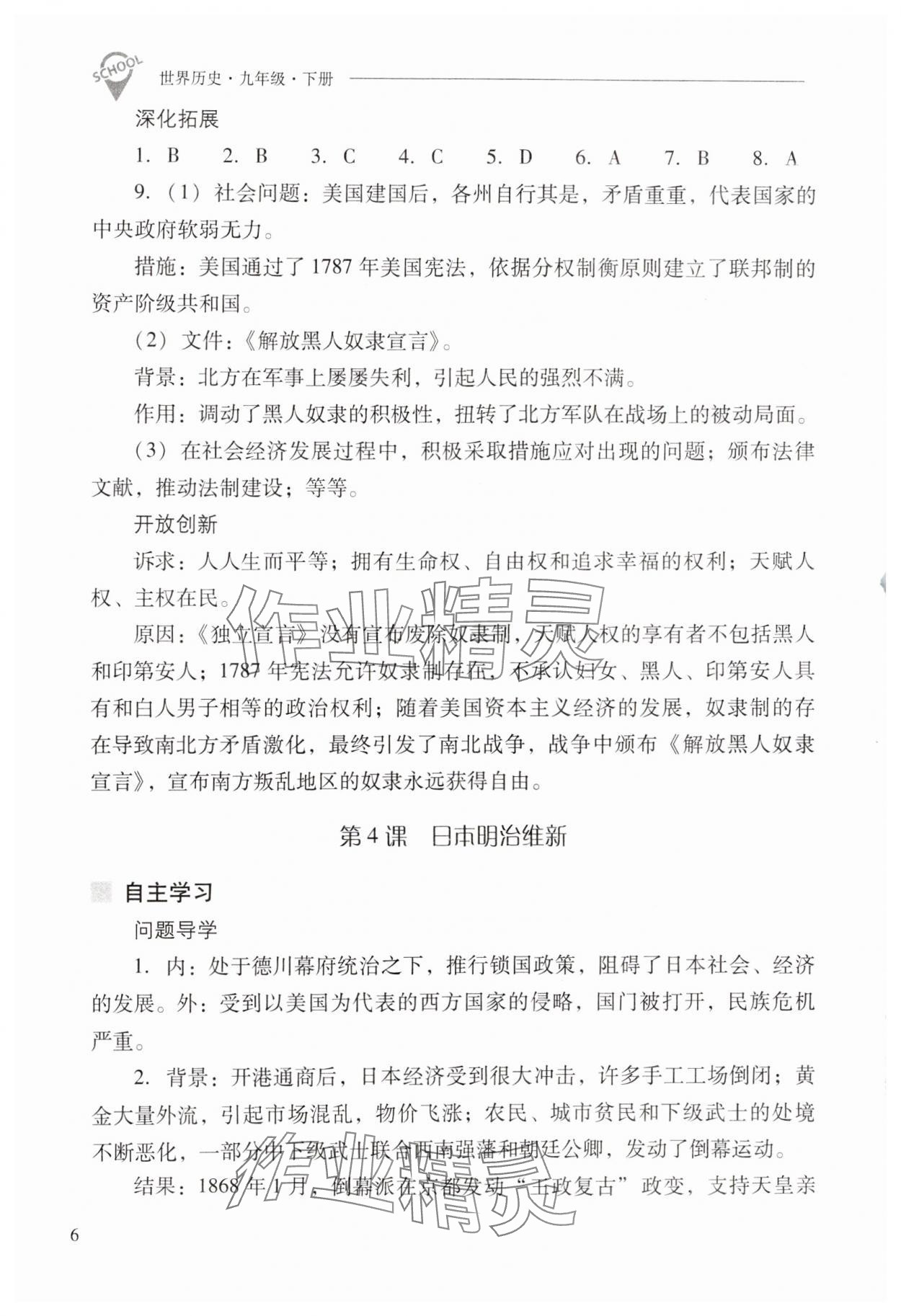2025年新課程問題解決導學方案九年級歷史下冊人教版 第6頁