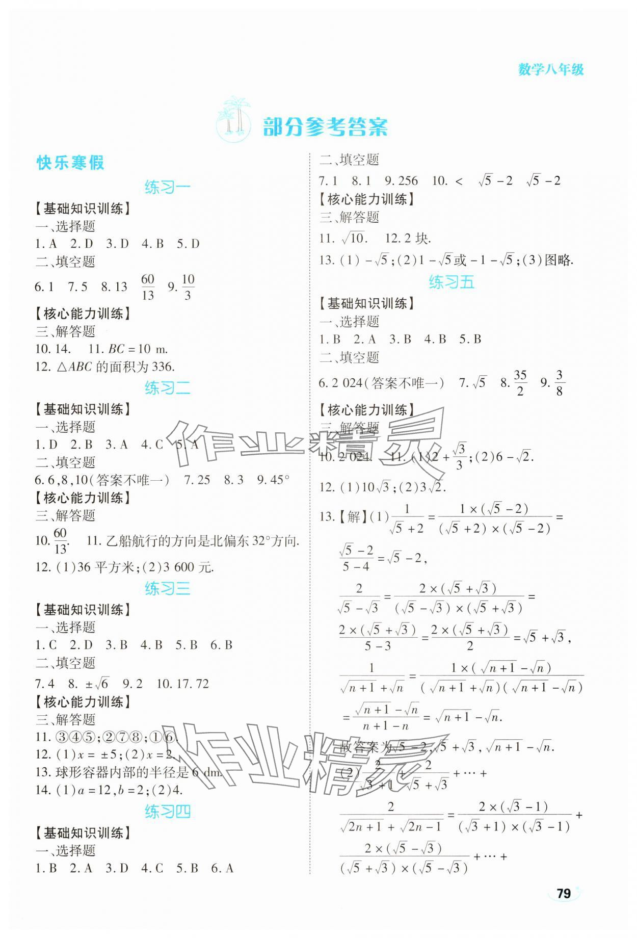 2025年樂(lè)享寒假生活八年級(jí)數(shù)學(xué) 第1頁(yè)