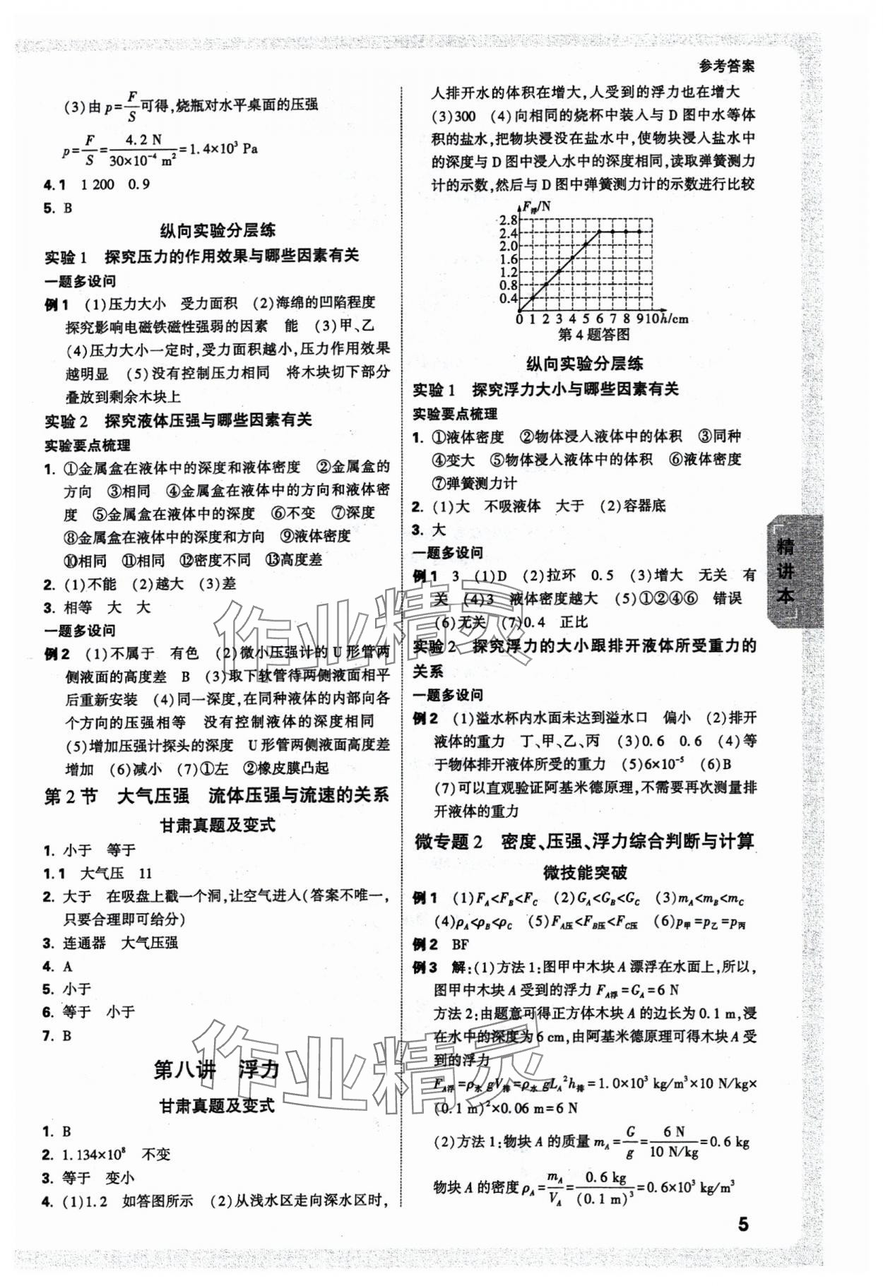 2025年萬唯中考試題研究物理甘肅專版 參考答案第8頁