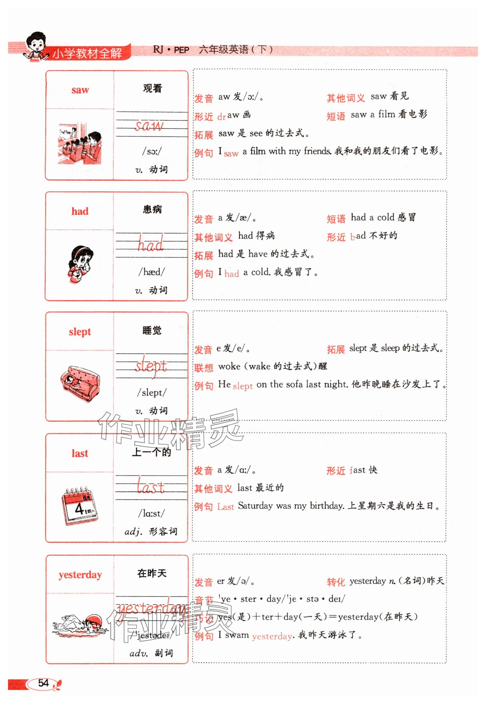 2024年教材課本六年級(jí)英語(yǔ)下冊(cè)人教版 參考答案第54頁(yè)