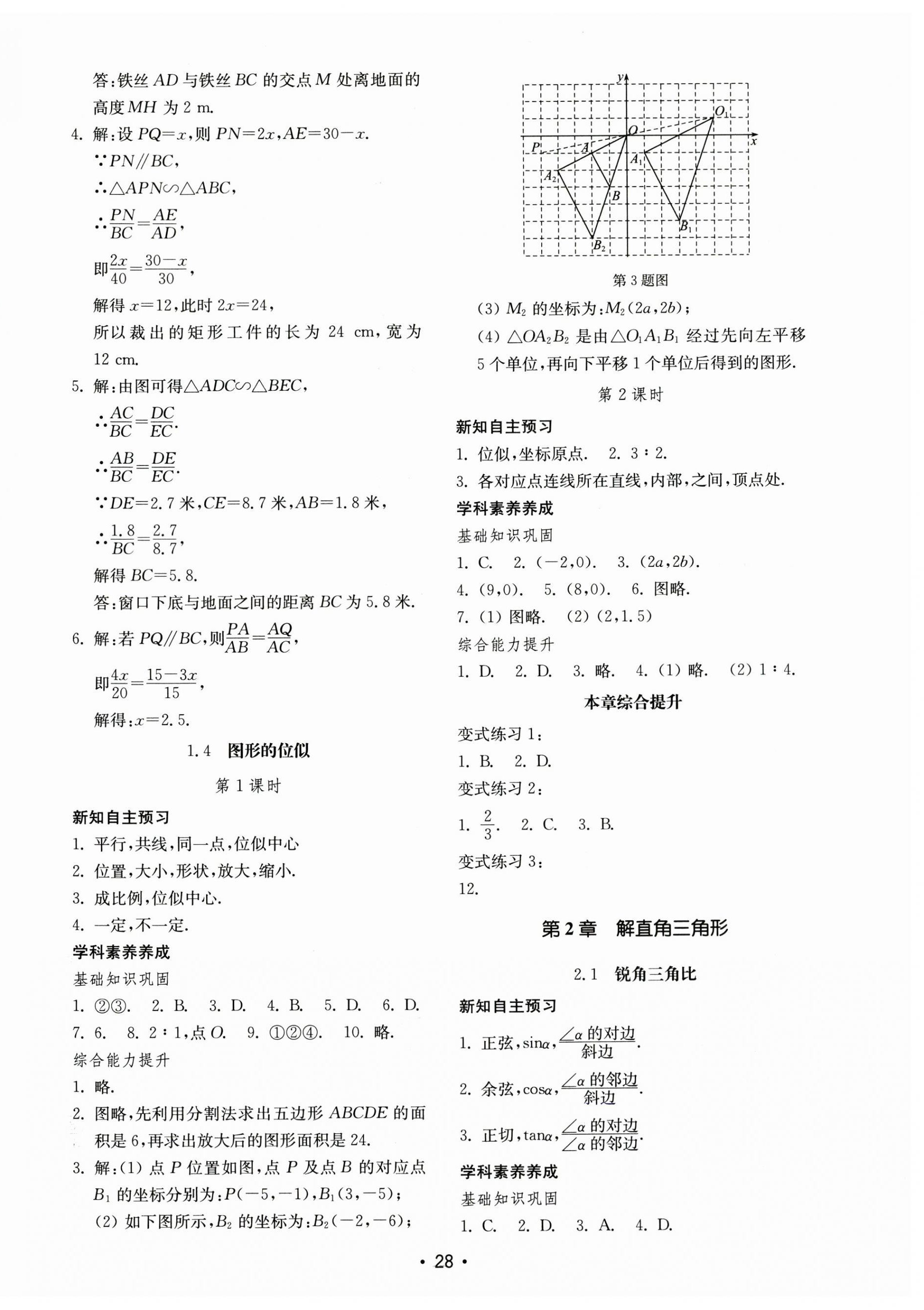 2023年初中基礎(chǔ)訓(xùn)練山東教育出版社九年級(jí)數(shù)學(xué)上冊(cè)青島版 參考答案第4頁