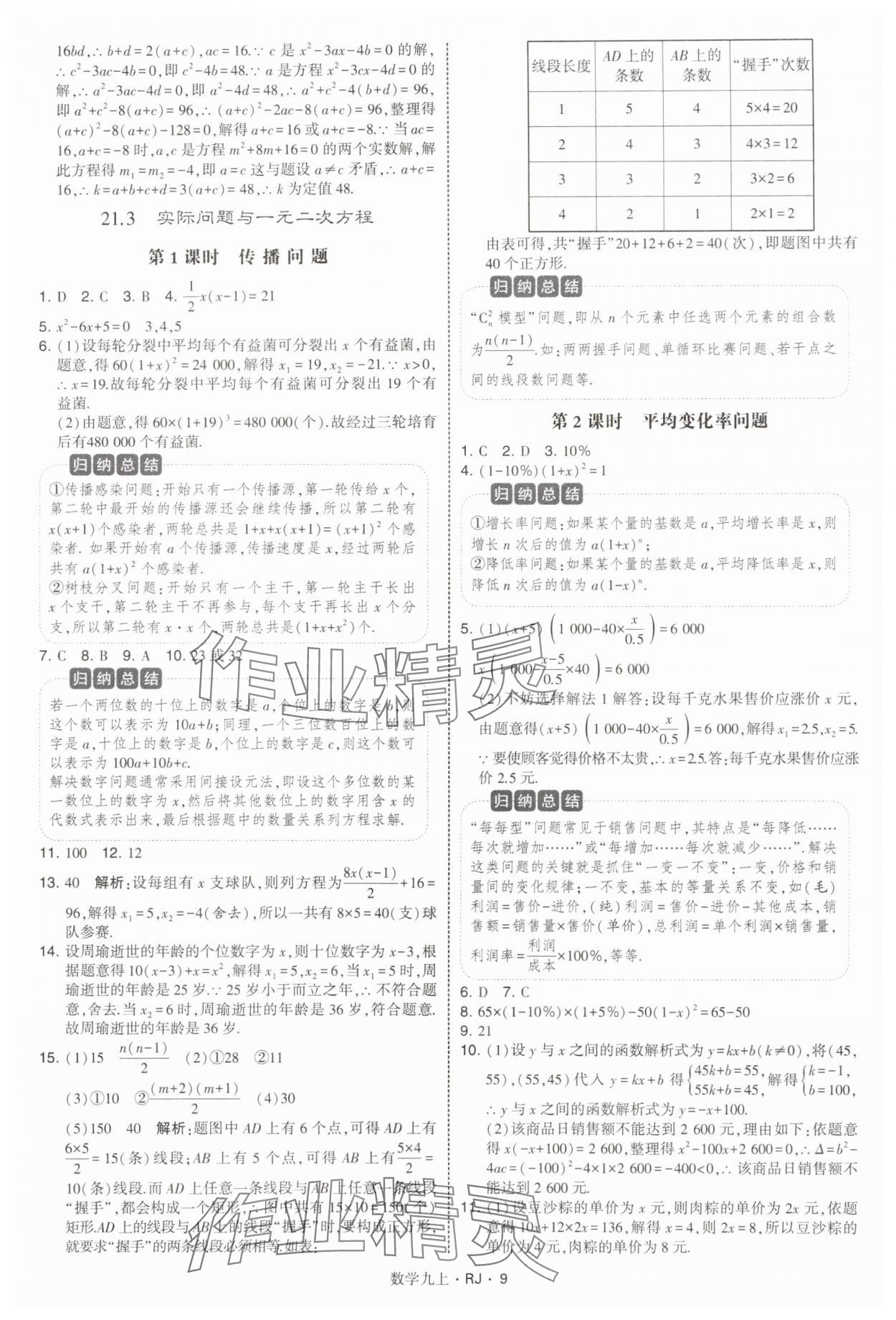 2025年學(xué)霸題中題九年級(jí)數(shù)學(xué)上冊(cè)人教版 參考答案第9頁(yè)