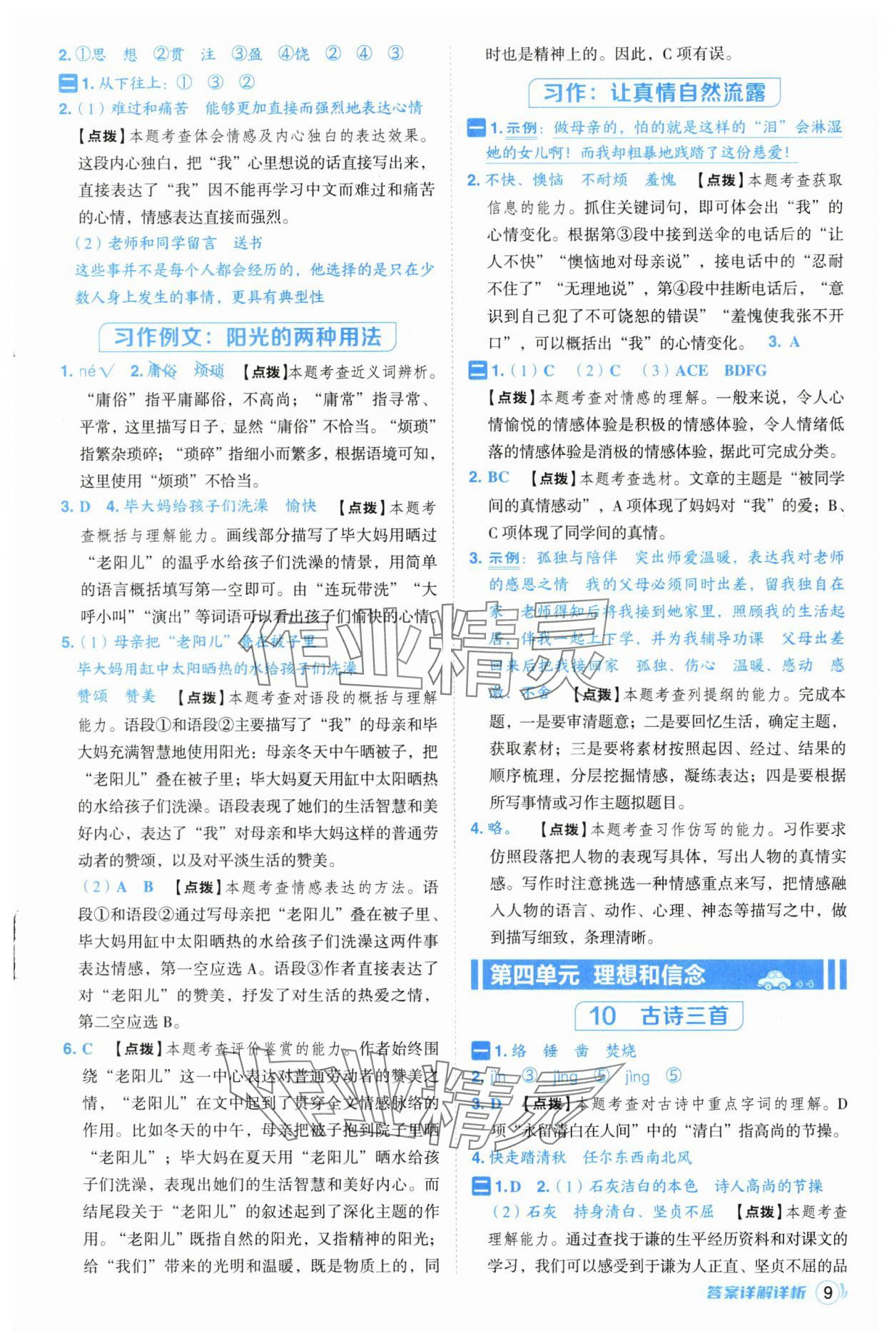 2025年综合应用创新题典中点六年级语文下册人教版福建专版 参考答案第9页