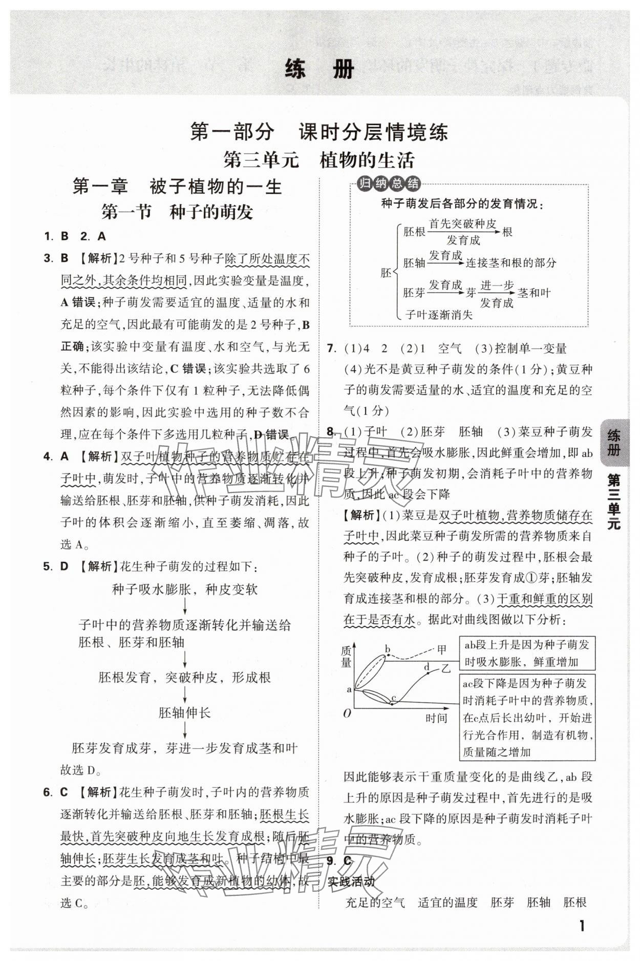 2025年萬唯中考情境題七年級生物下冊人教版河南專版 參考答案第1頁