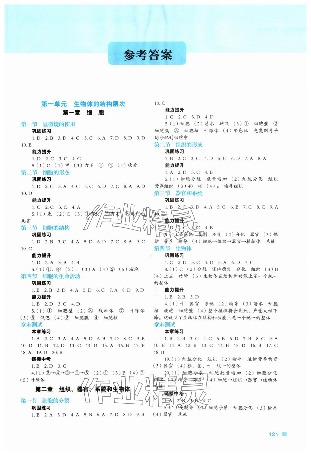 2025年新教材同步练七年级生物上册冀少版 第1页