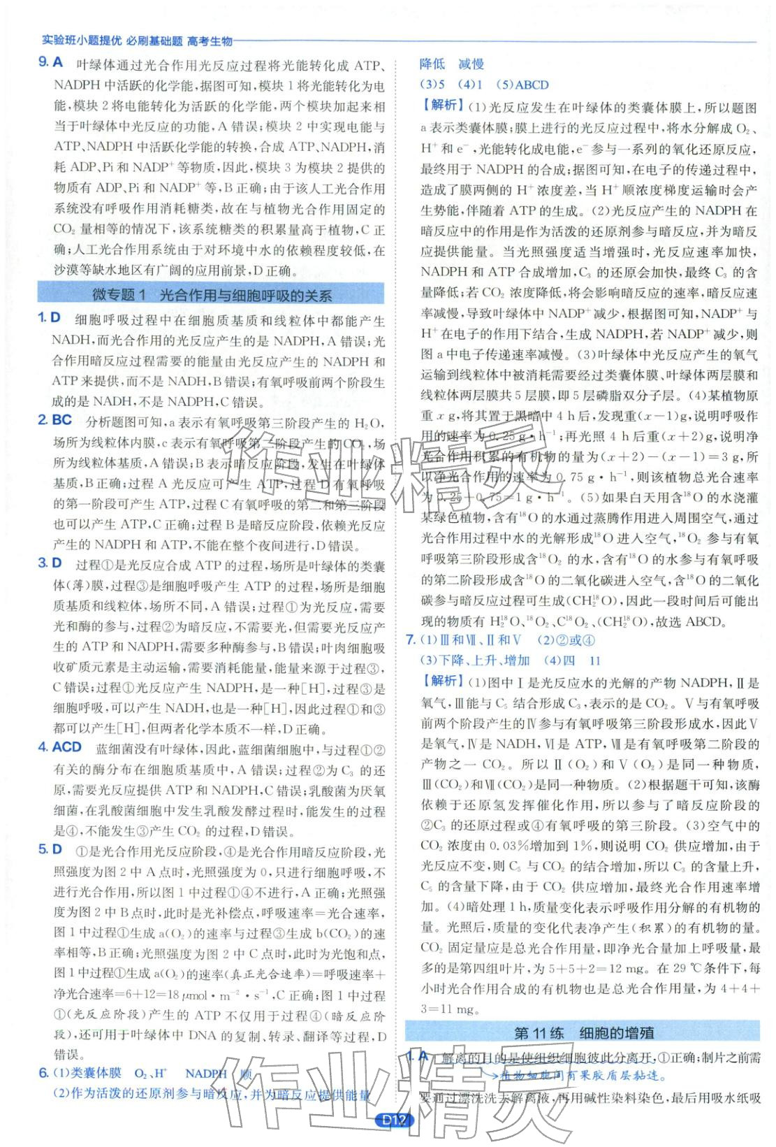 2026年實(shí)驗(yàn)班小題提優(yōu)必刷基礎(chǔ)題生物江蘇專版&nbsp;第12頁