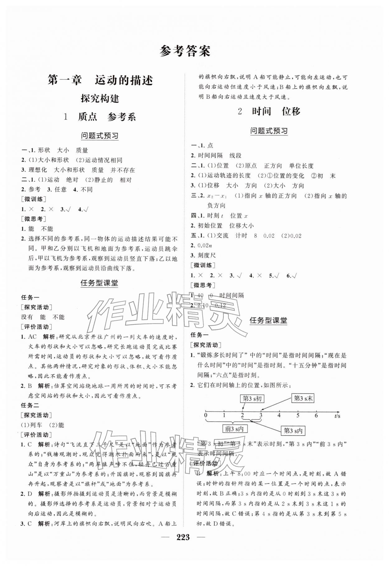 2025年新课程同步练习册高中物理必修第一册人教版 参考答案第1页