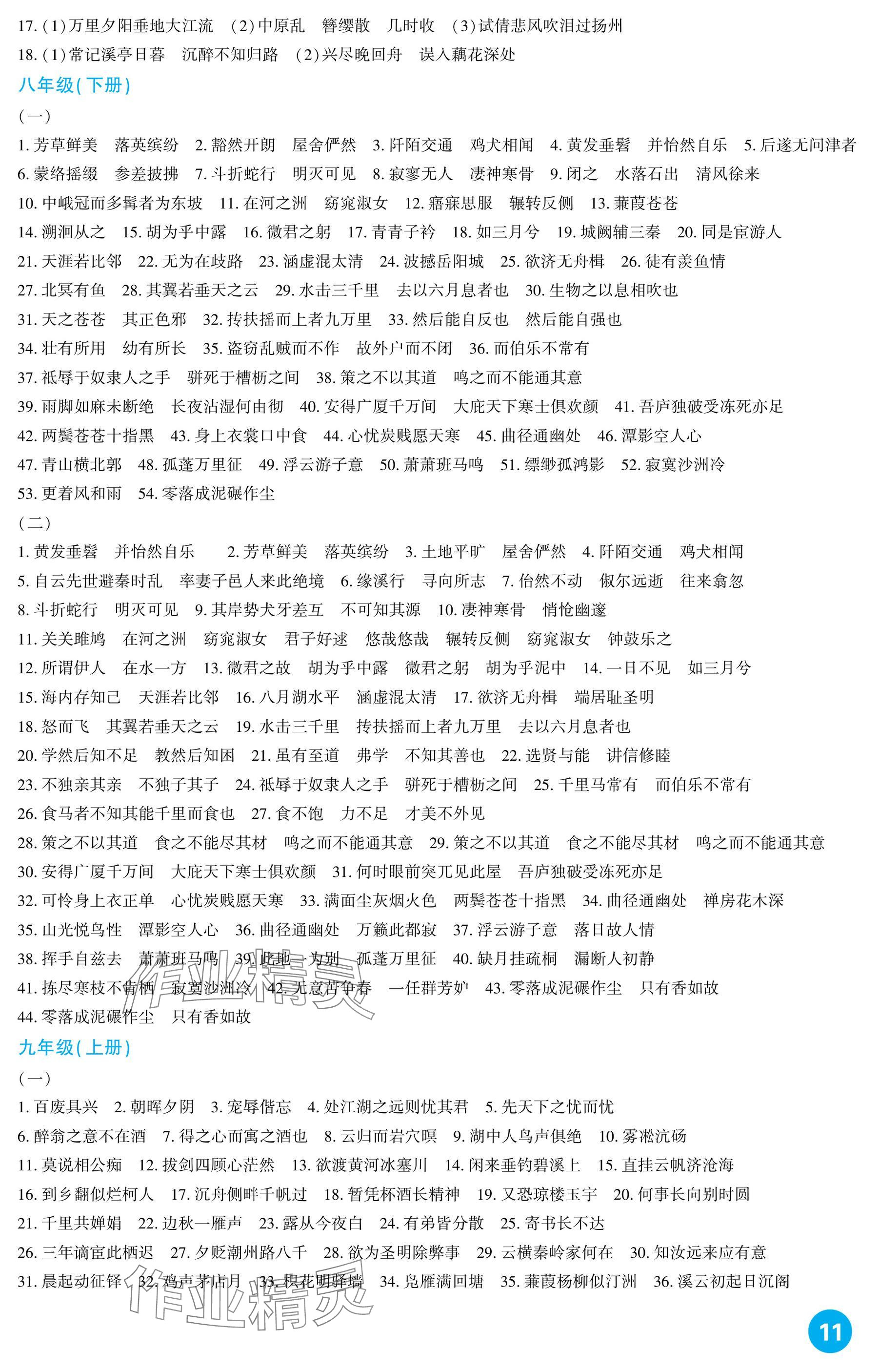 2025年中考總復習新疆文化出版社語文 參考答案第11頁
