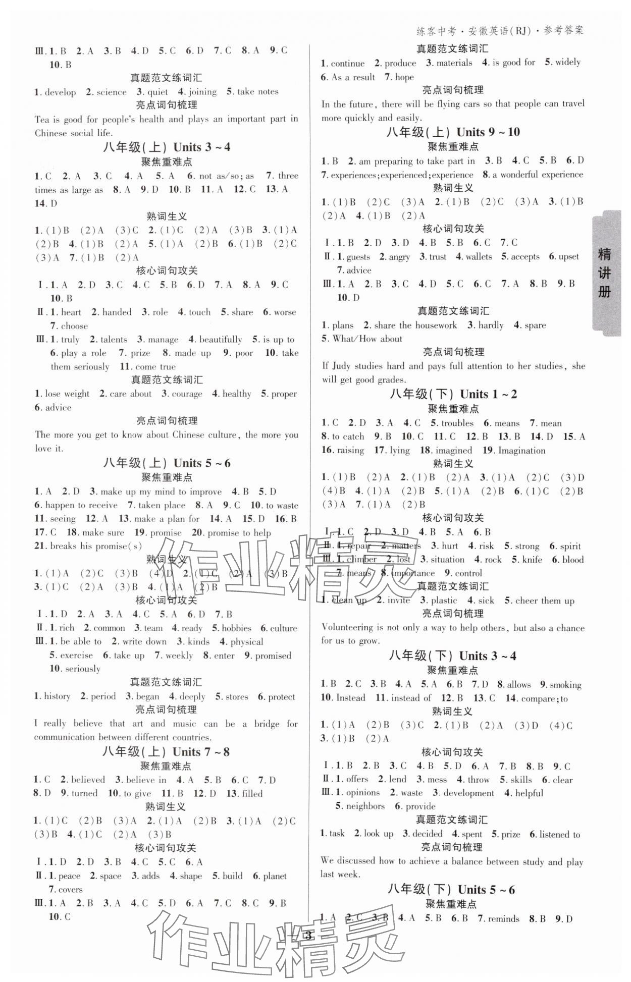 2025年練客中考提優(yōu)方案英語人教版安徽專版 參考答案第2頁