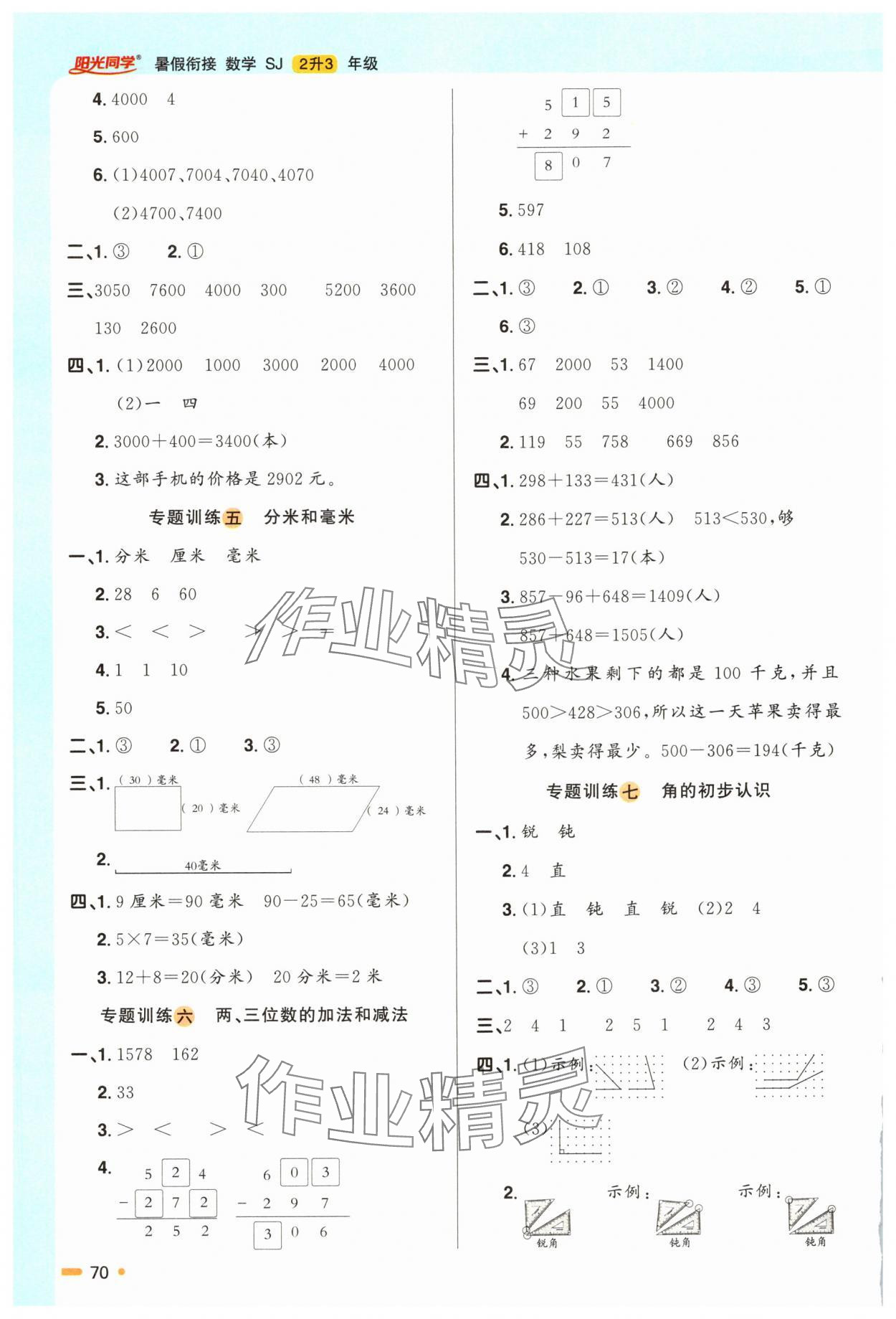 2025年陽光同學暑假銜接二升三年級數學蘇教版 第2頁