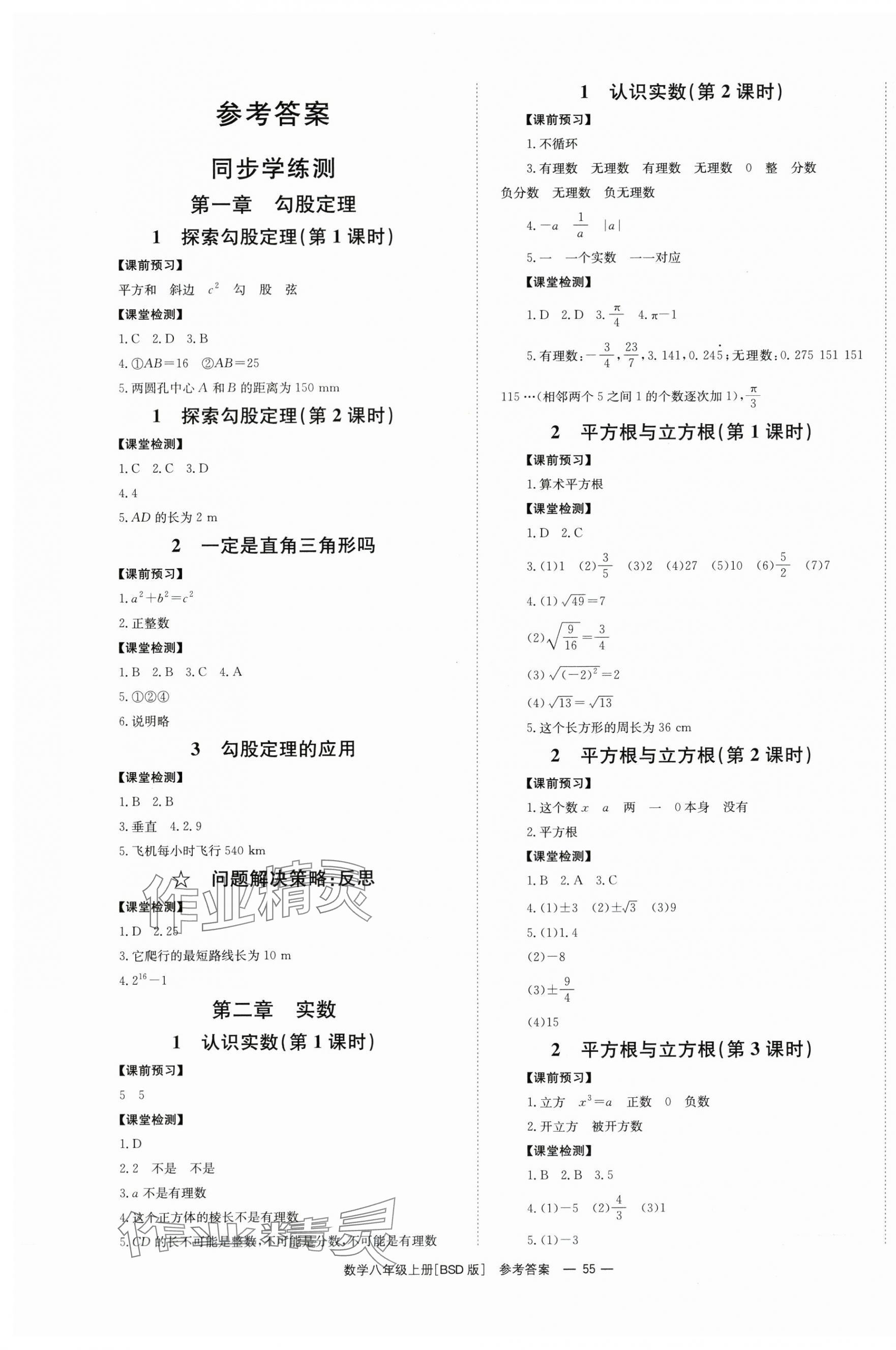 2025年全效学习同步学练测八年级数学上册北师大版 第1页