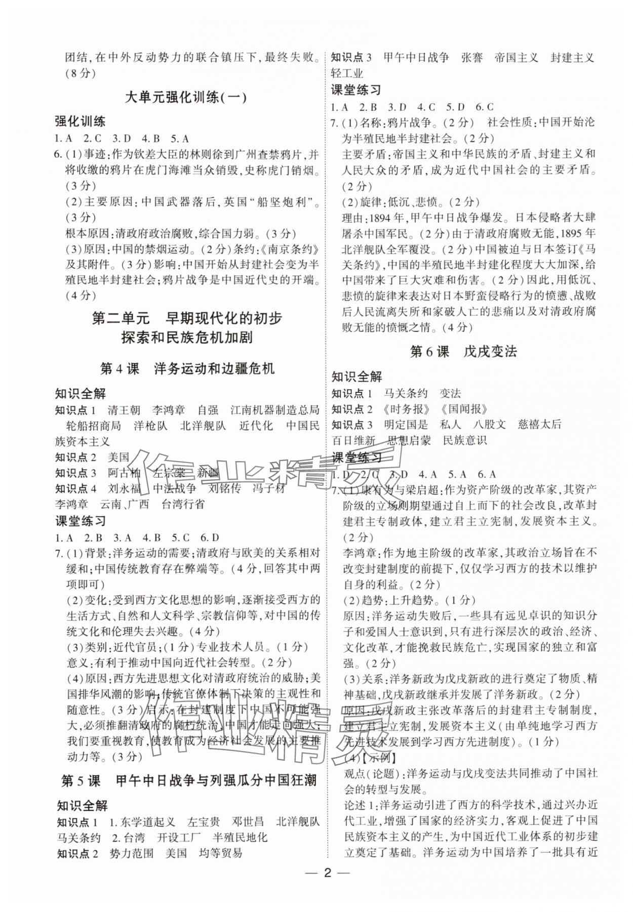 2025年名师金典八年级历史上册人教版深圳专版 第2页