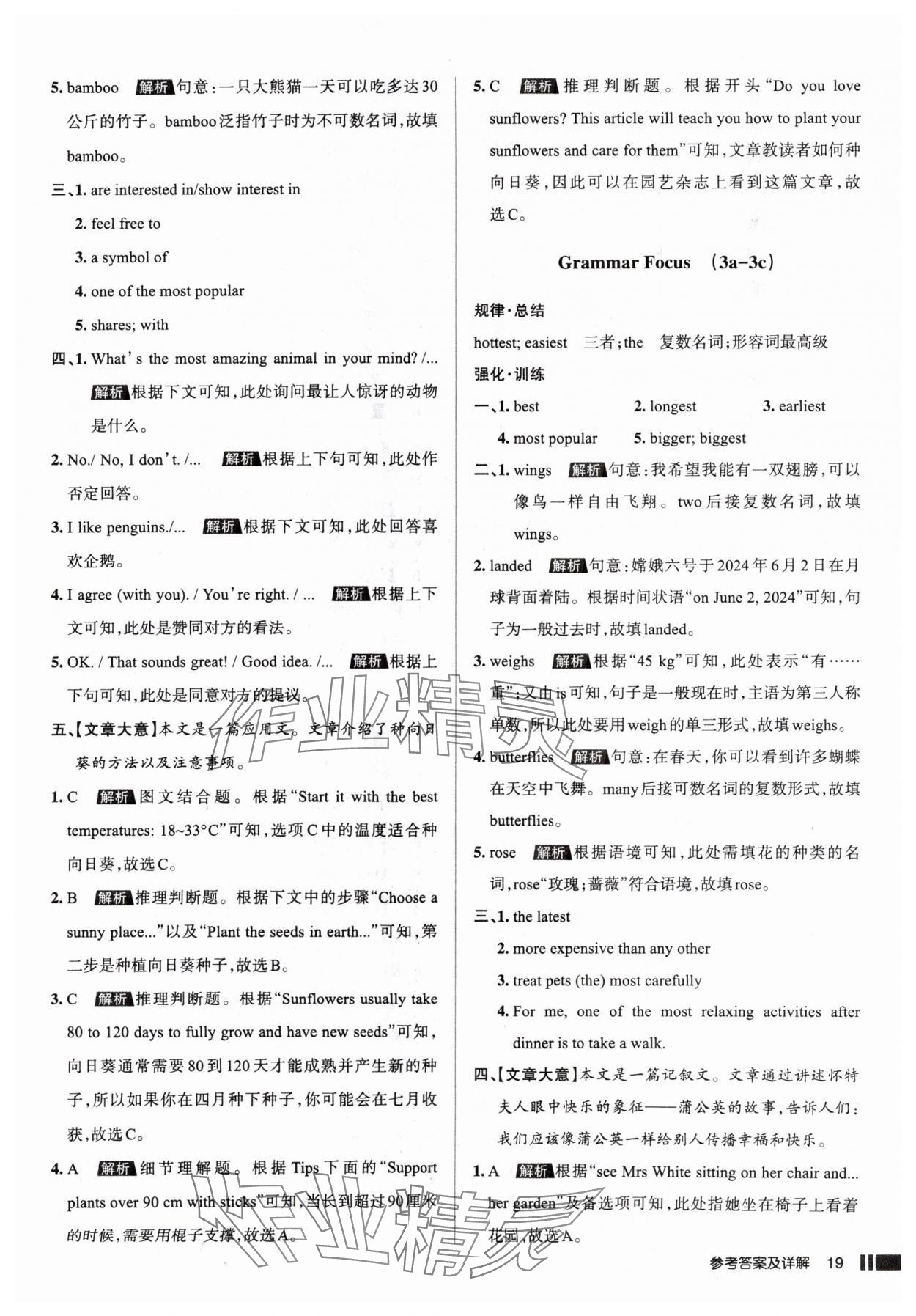 2025年名校作业八年级英语上册人教版山西专版&nbsp;参考答案第19页